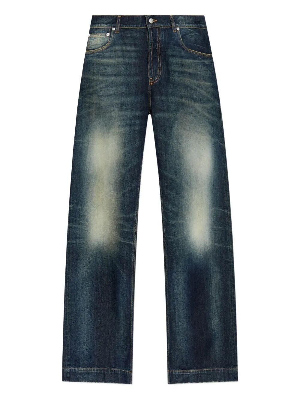 ALEXANDER MCQUEEN Wide Leg Faded Jeans