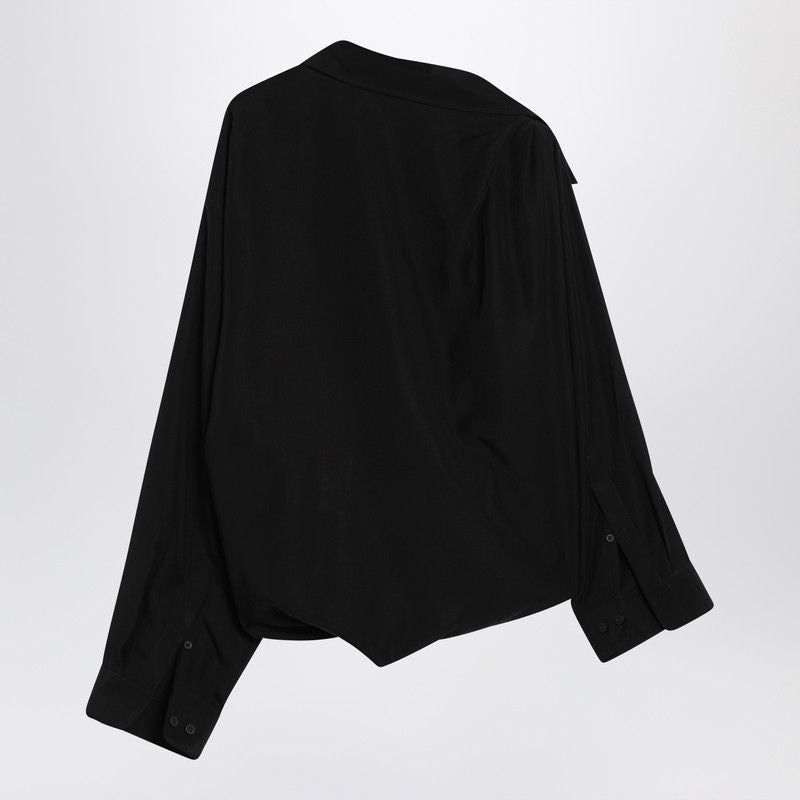 BALENCIAGA One-Shoulder Fluid Poplin Shirt