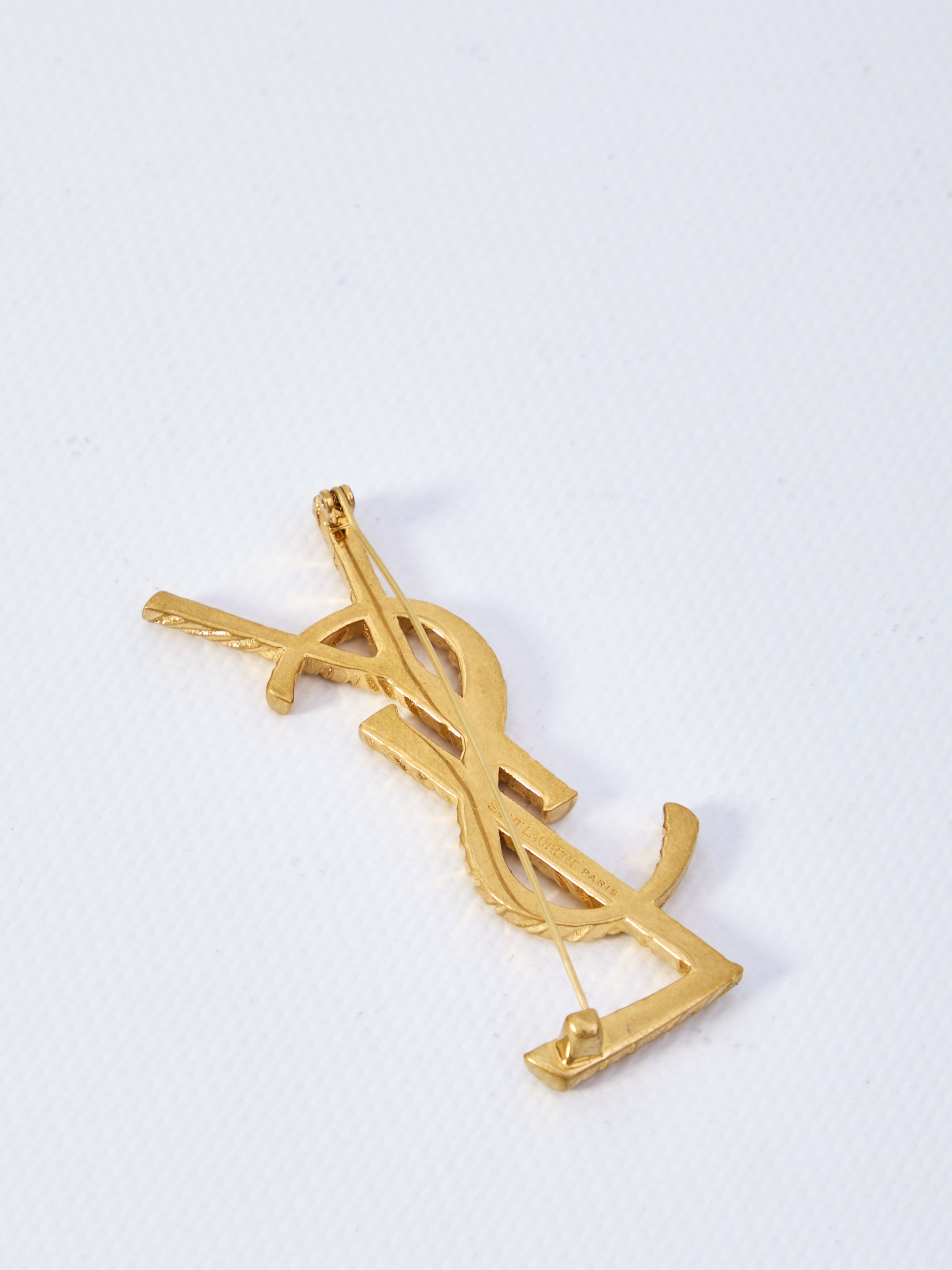 SAINT LAURENT Mini Gold-Tone Brass Brooch