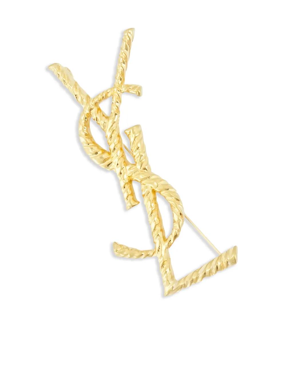SAINT LAURENT Mini Gold-Tone Brass Brooch