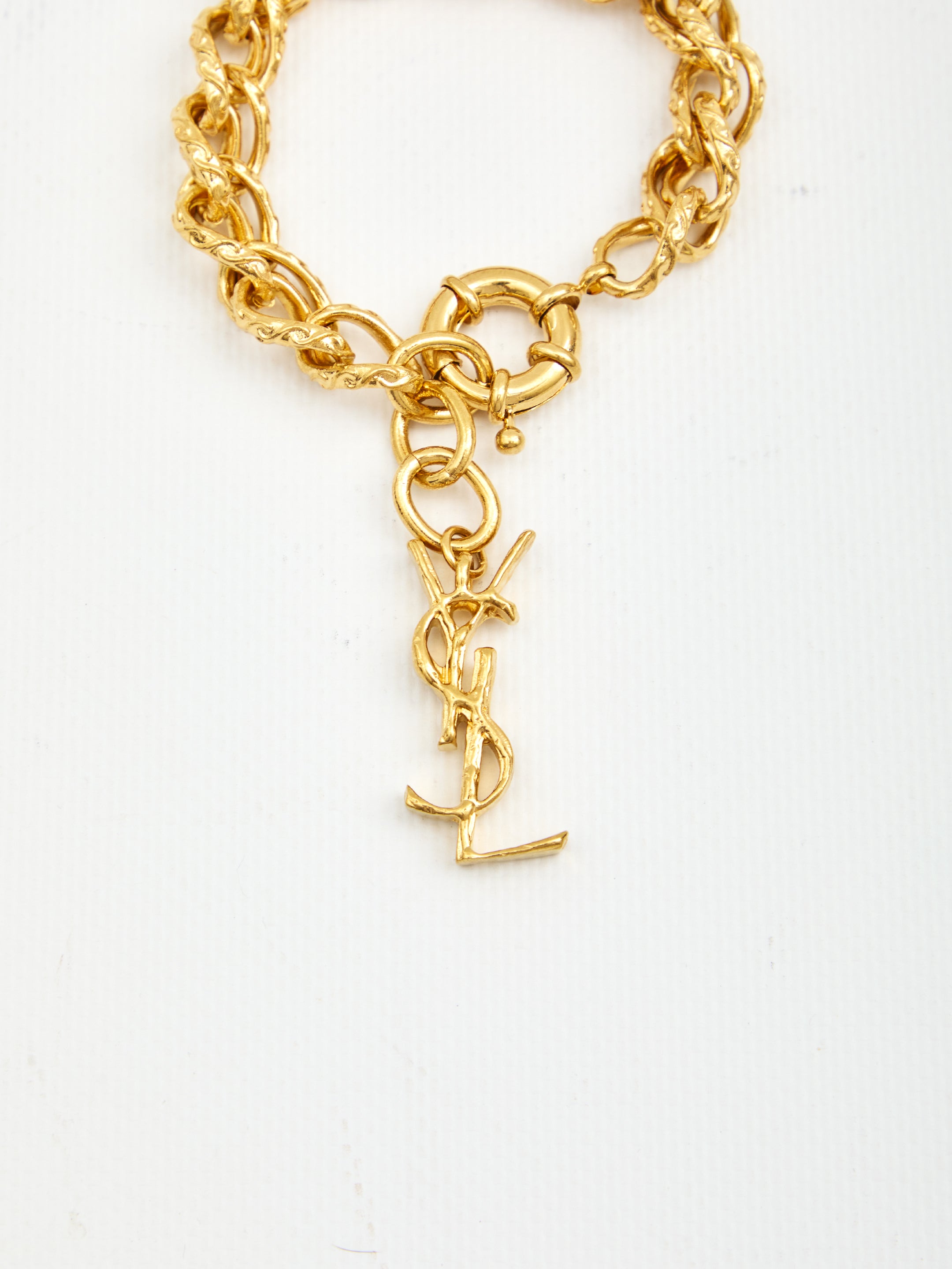 SAINT LAURENT Rope-Chain Bracelet with Cassandre Charm