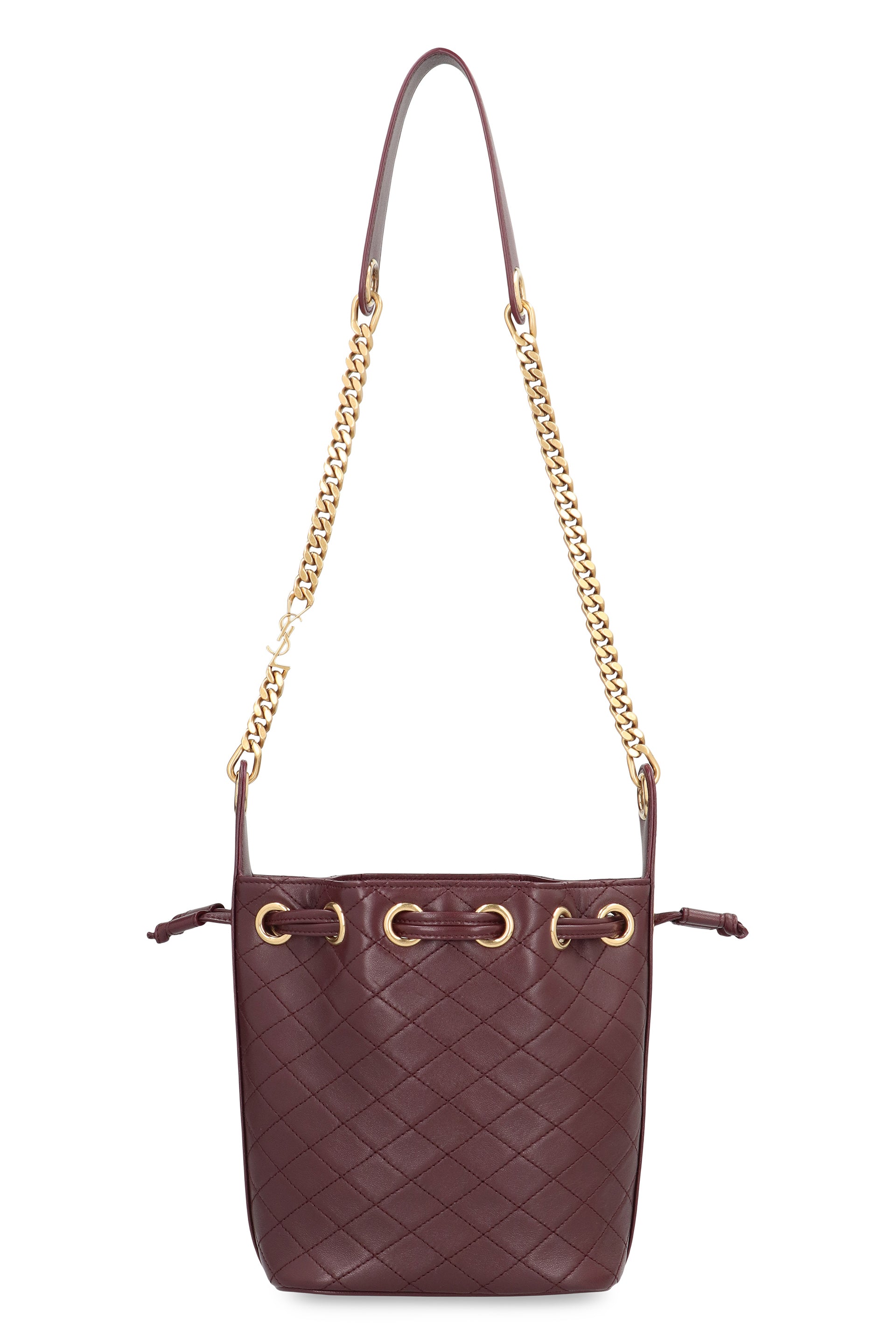 SAINT LAURENT Mini Quilted Leather Bucket Handbag