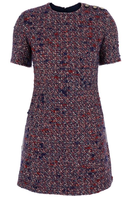 GUCCI Mini Wool Bouclè Dress with Signature Buttons - Women's Regular Fit