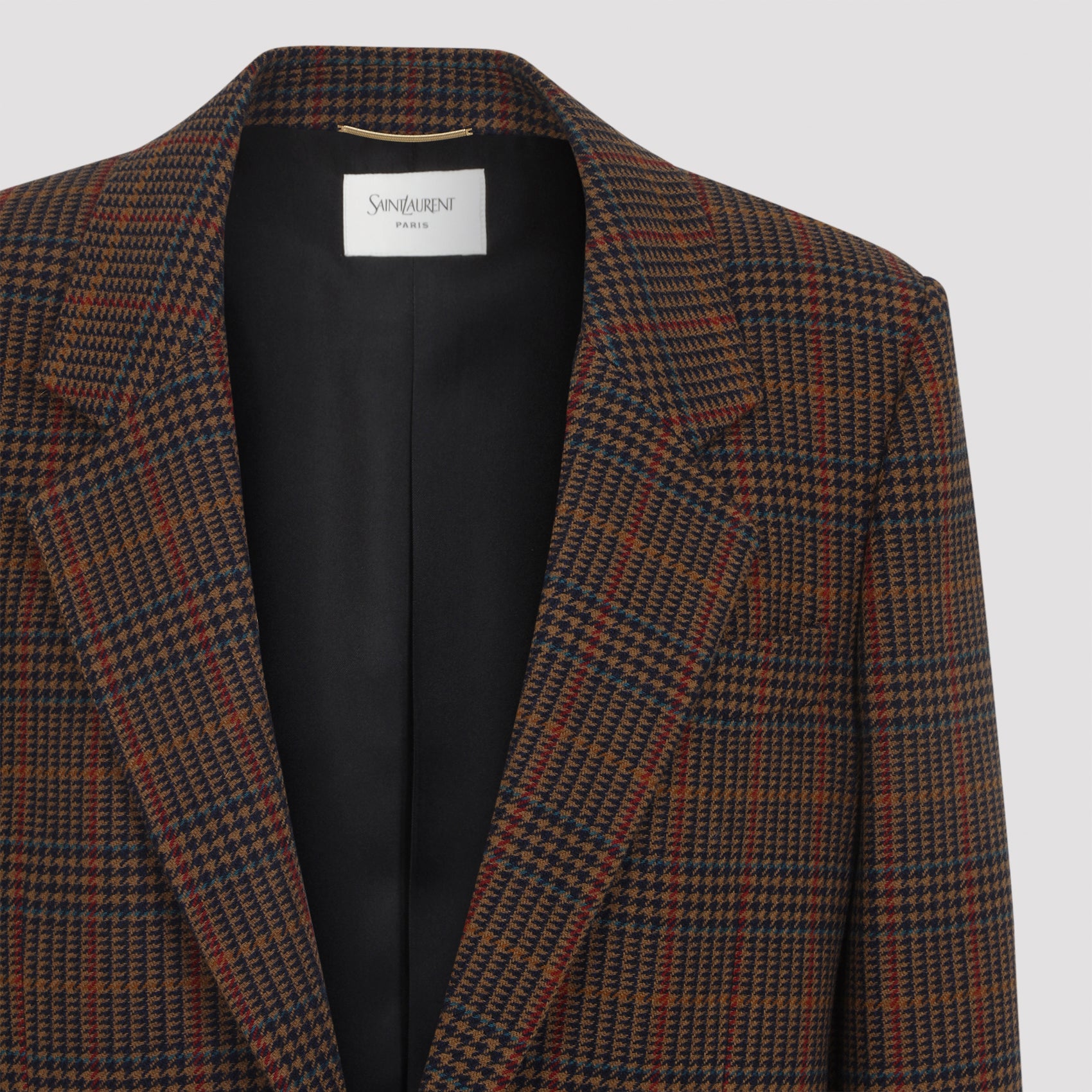 SAINT LAURENT Women’s Wool Check Single-Breasted Jacket - Size 36
