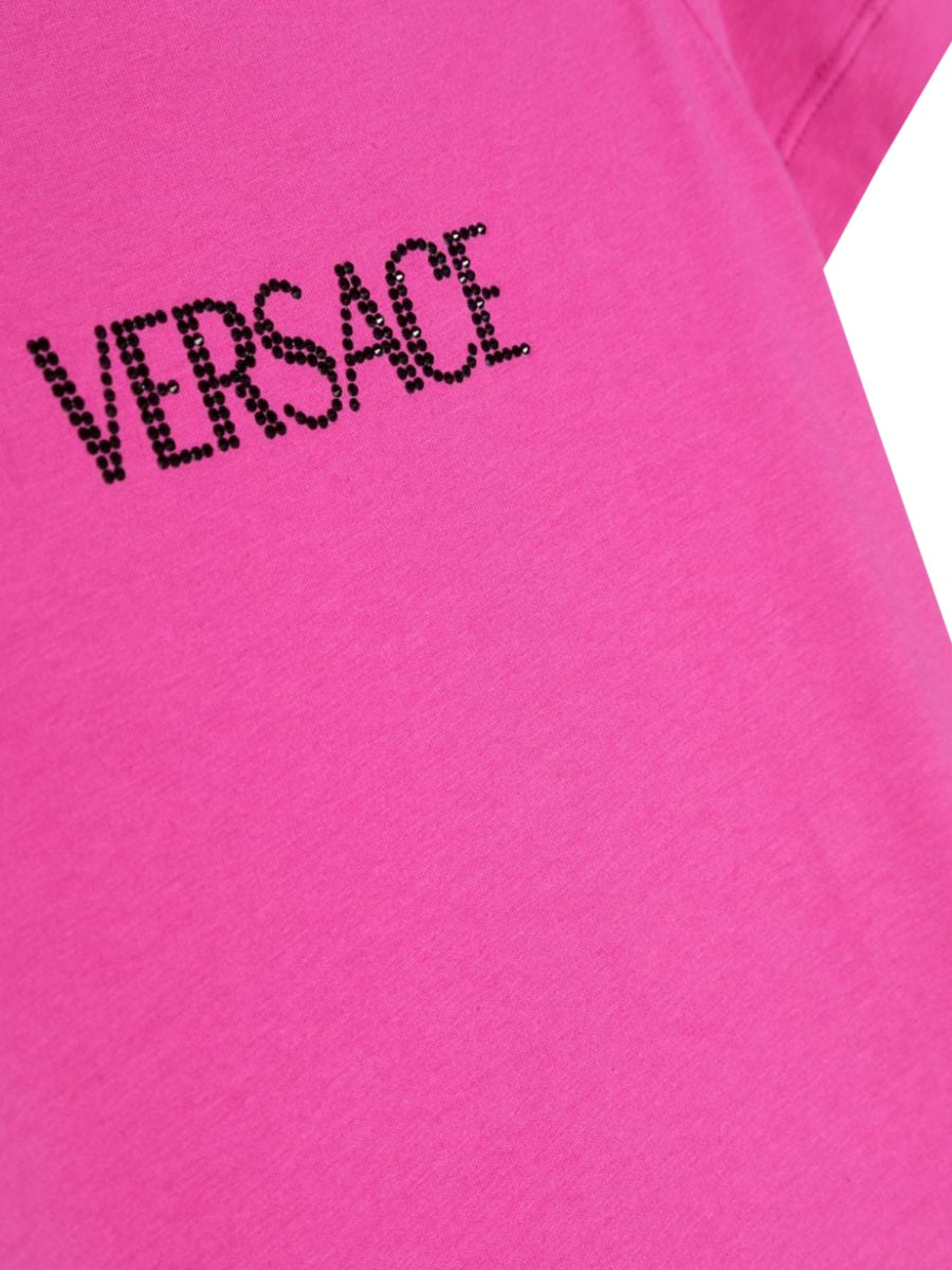 VERSACE Rhinestone Logo Mini T-Shirt for Girls
