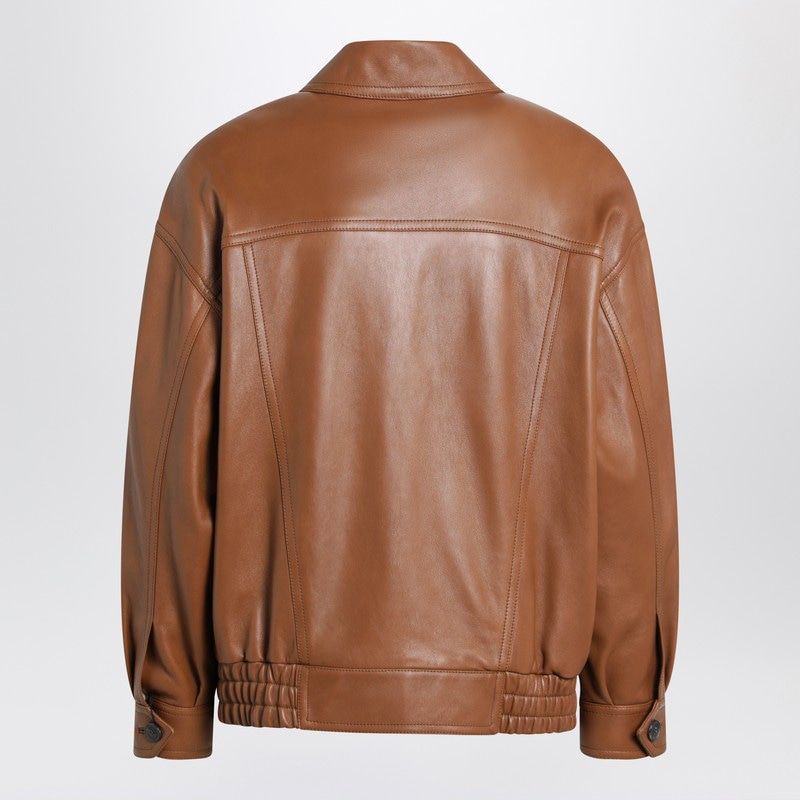 SAINT LAURENT Lambskin Bomber Jacket with Dropped Shoulders and Shirred Waist