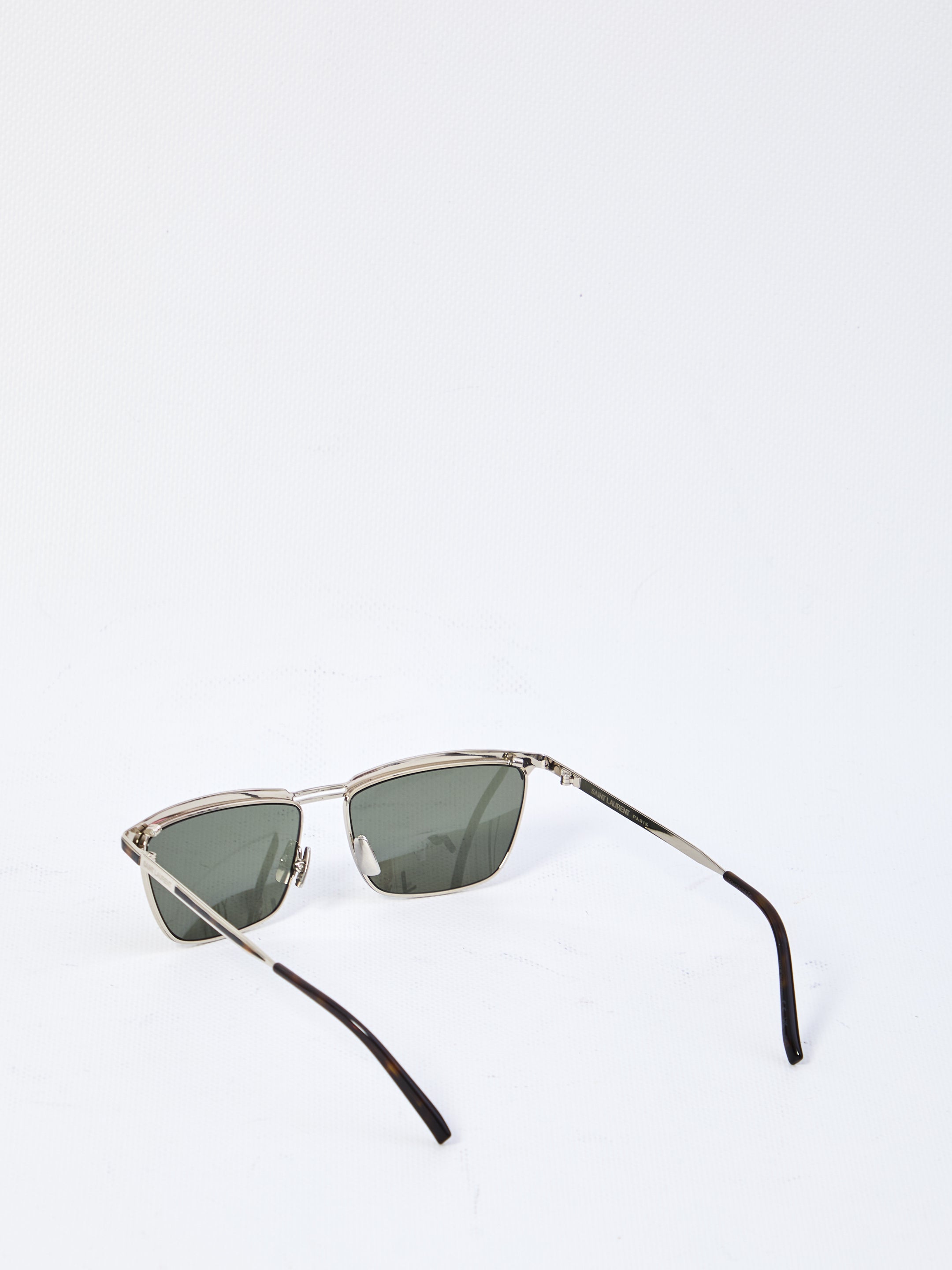 SAINT LAURENT Trapezoidal Mini Sunglasses with Double Bridge