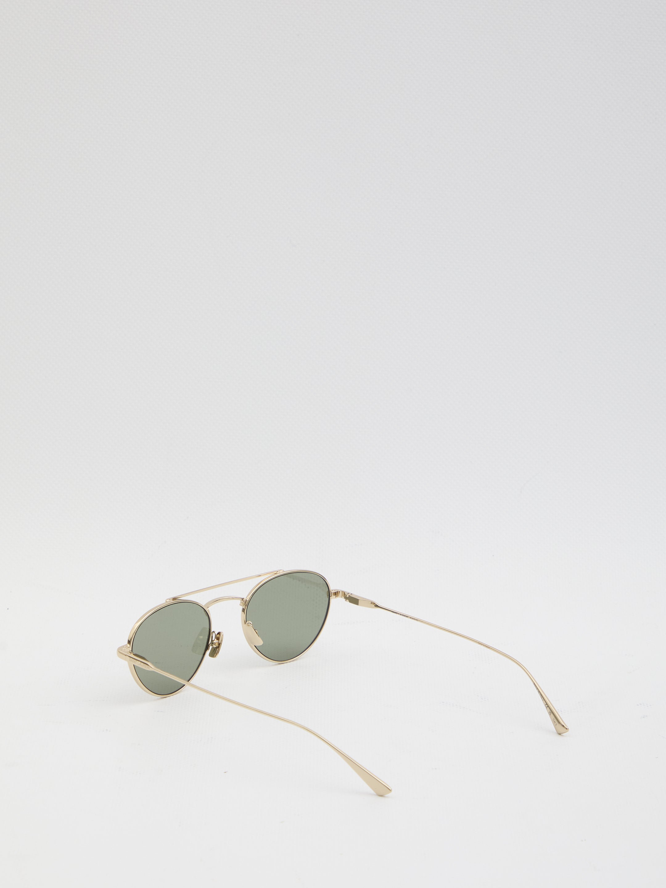 SAINT LAURENT Round Metal Frame Sunglasses with Double Bridge