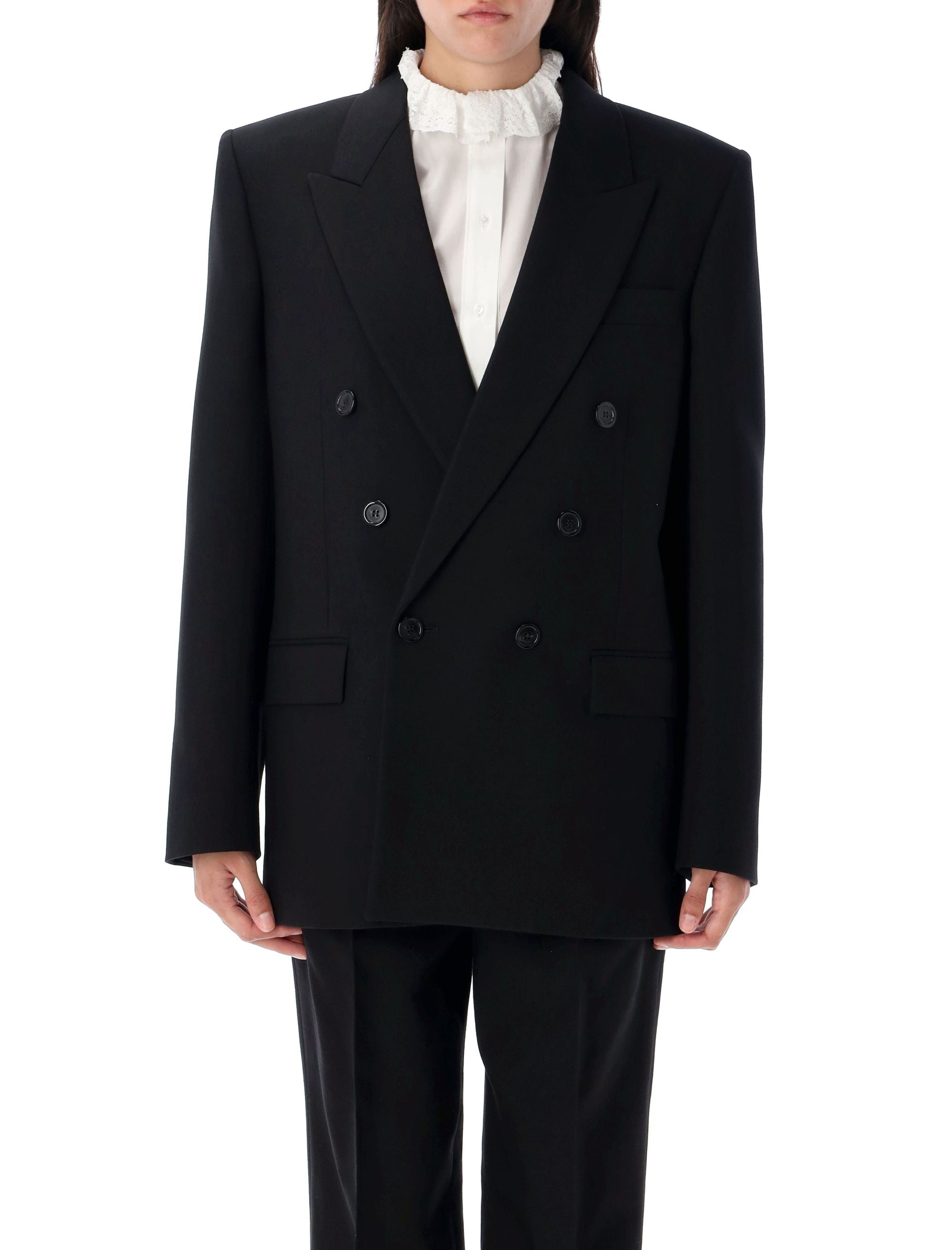 SAINT LAURENT Double-Breasted Wool Jacket - Size 40