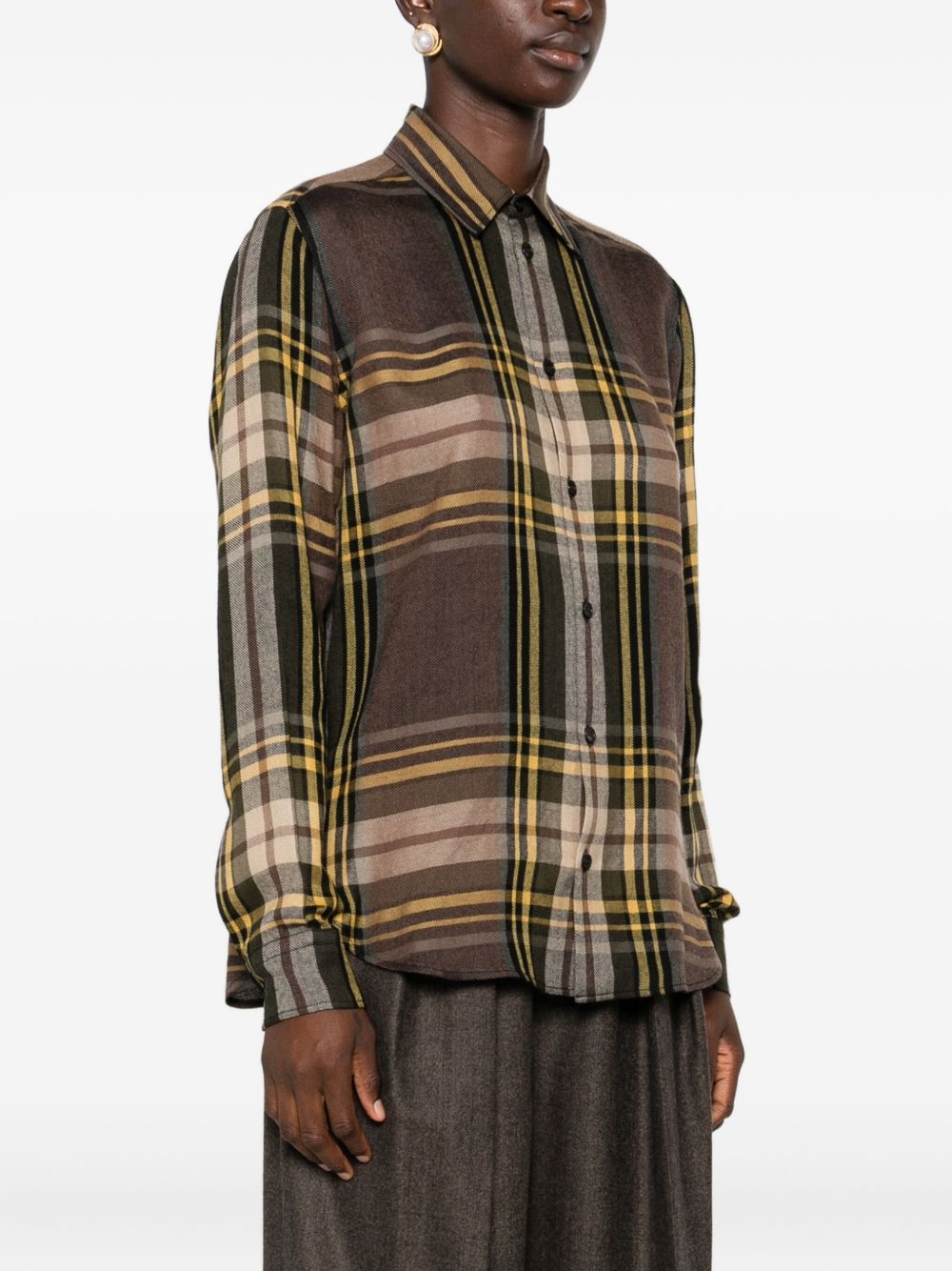 SAINT LAURENT Checkerboard Button-Down Shirt