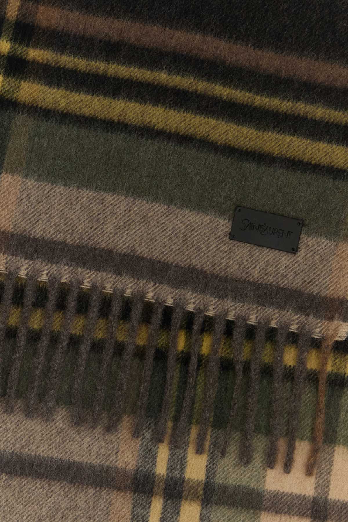 SAINT LAURENT Checked Cashmere Blend Scarf for Men