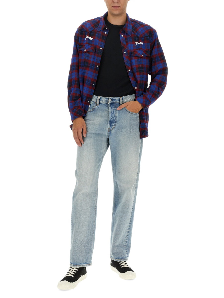 KENZO Regular Fit Western Shirt with Logo - Size 40