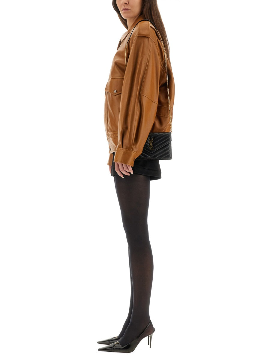 SAINT LAURENT Oversized Leather Jacket - Size 40