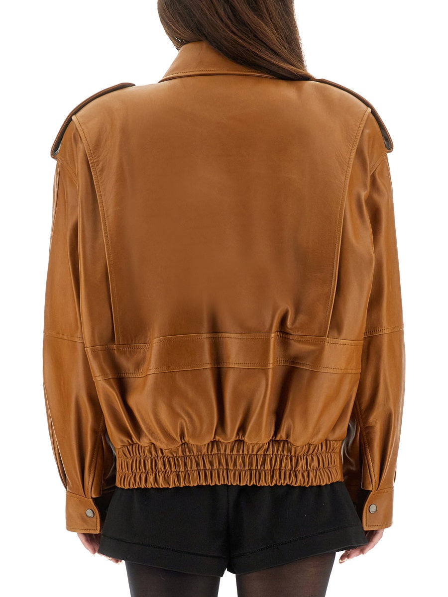 SAINT LAURENT Oversized Leather Jacket - Size 40