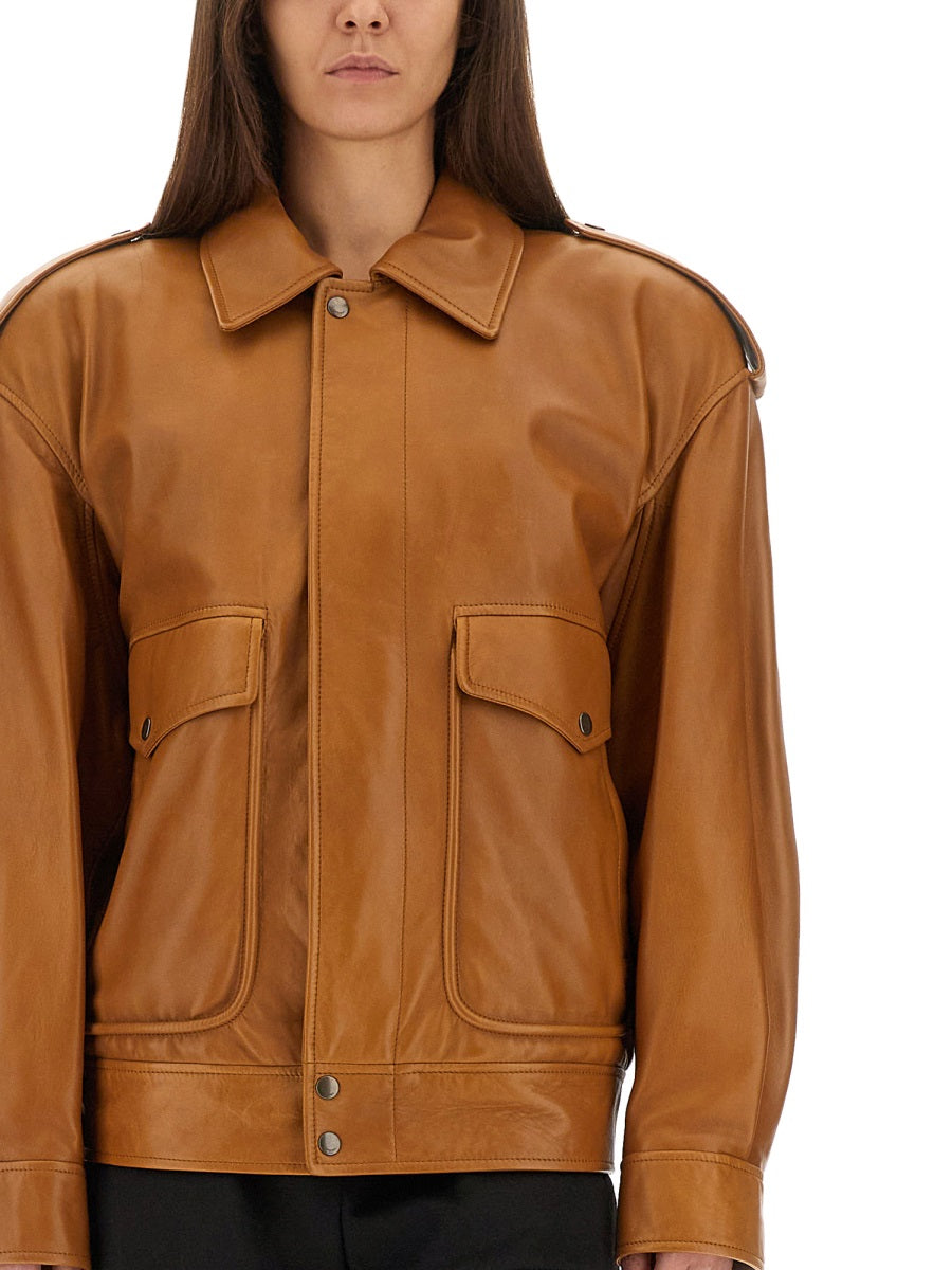 SAINT LAURENT Oversized Leather Jacket - Size 40