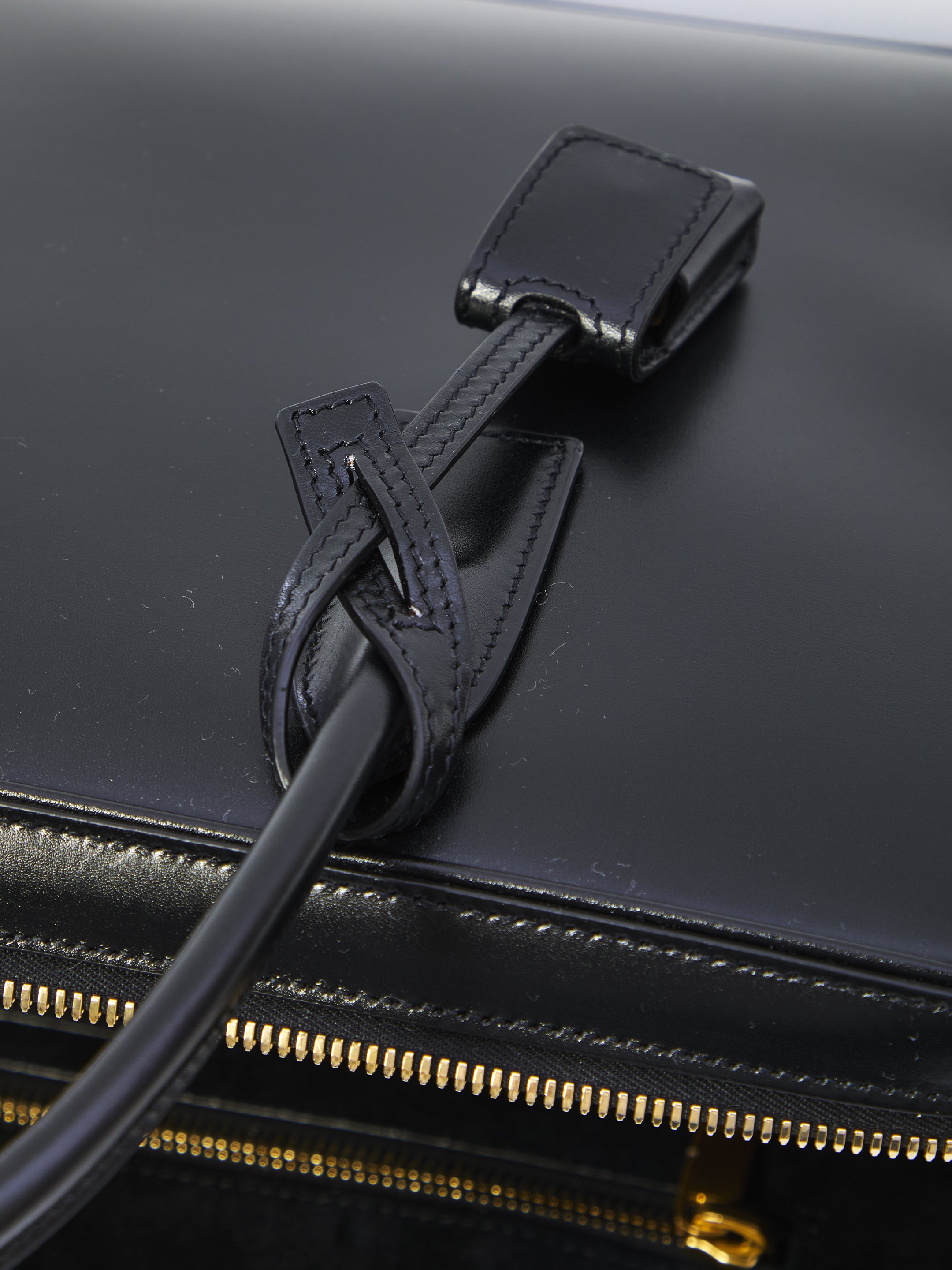 SAINT LAURENT Smooth Calfskin Leather Bowler Handbag 37X27X7 CM