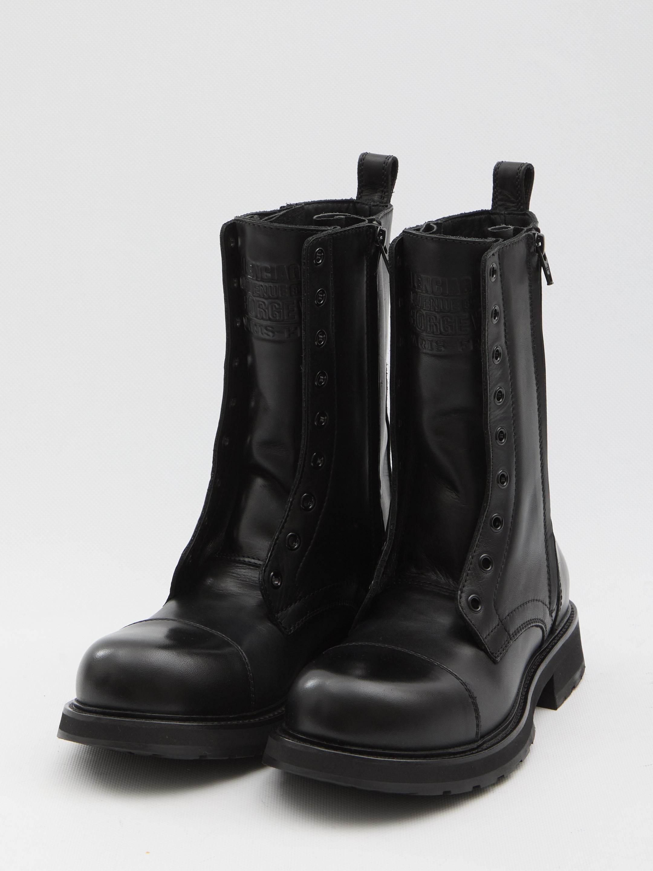 BALENCIAGA Ultra-Rounded Toe Lace-Up Boots (3 cm Heel)