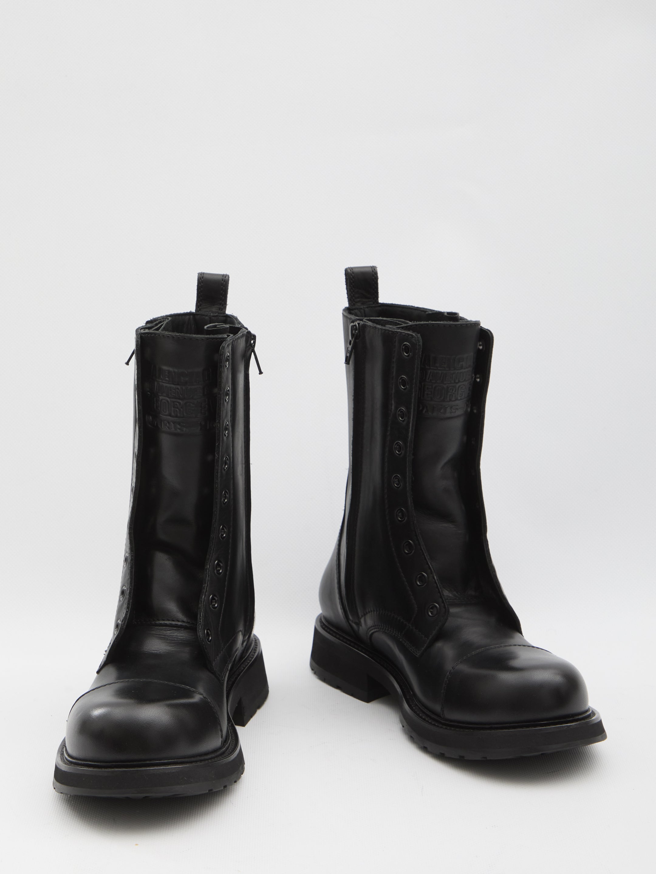 BALENCIAGA Ultra-Rounded Toe Lace-Up Boots (3 cm Heel)