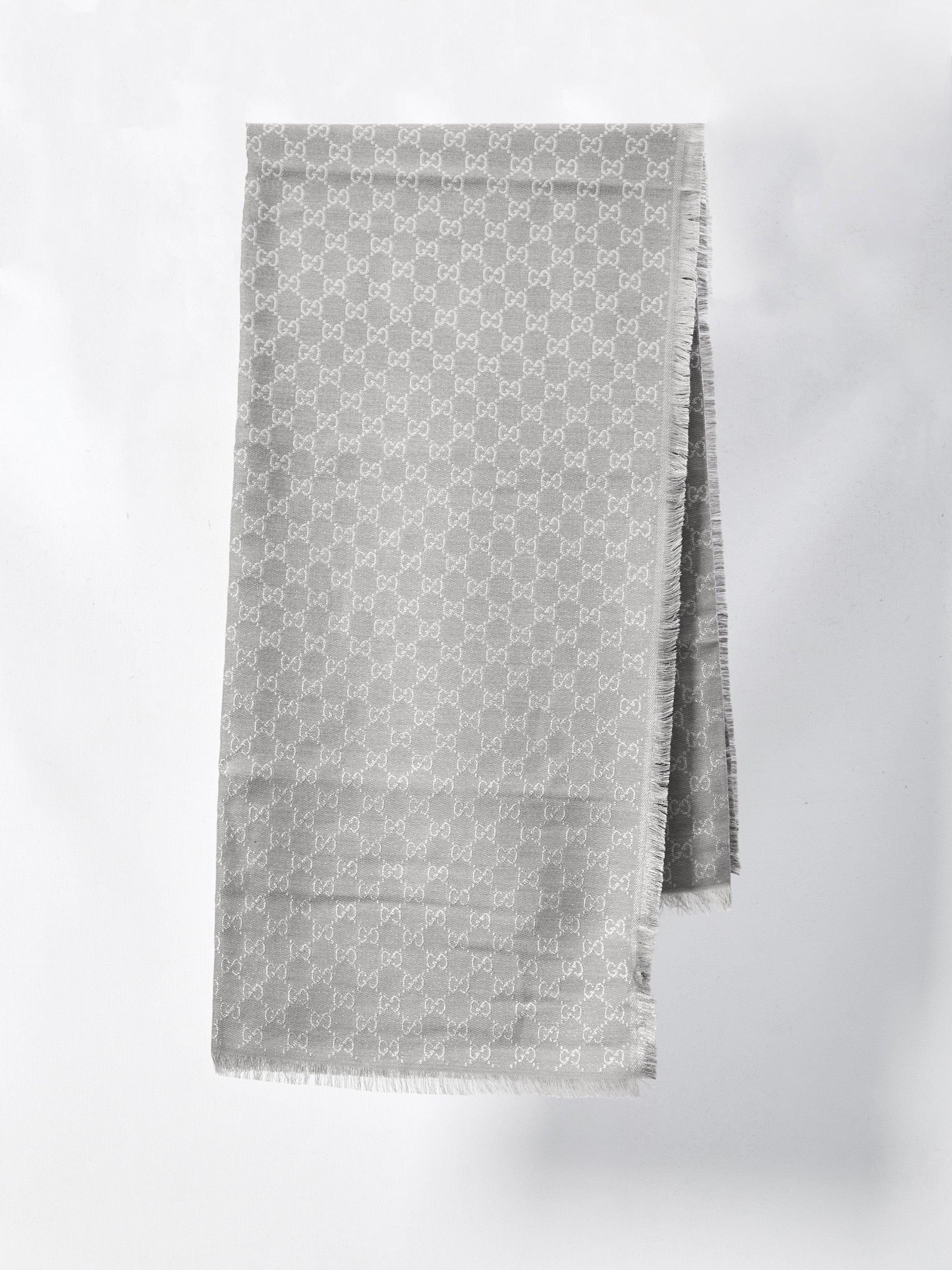 GUCCI Signature GG Pattern Frayed Edge Scarf
