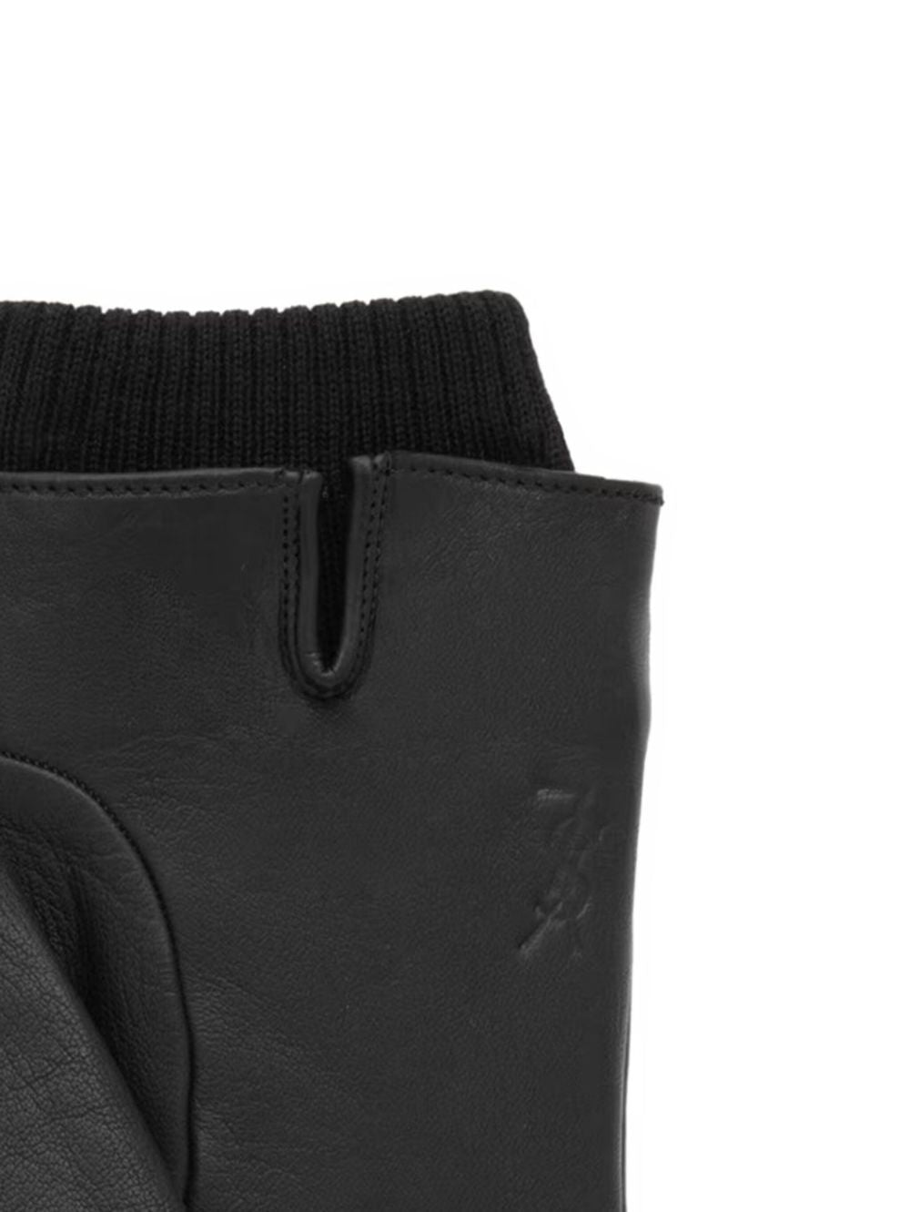 SAINT LAURENT Lamb Leather Gloves with Ribbed Cuffs