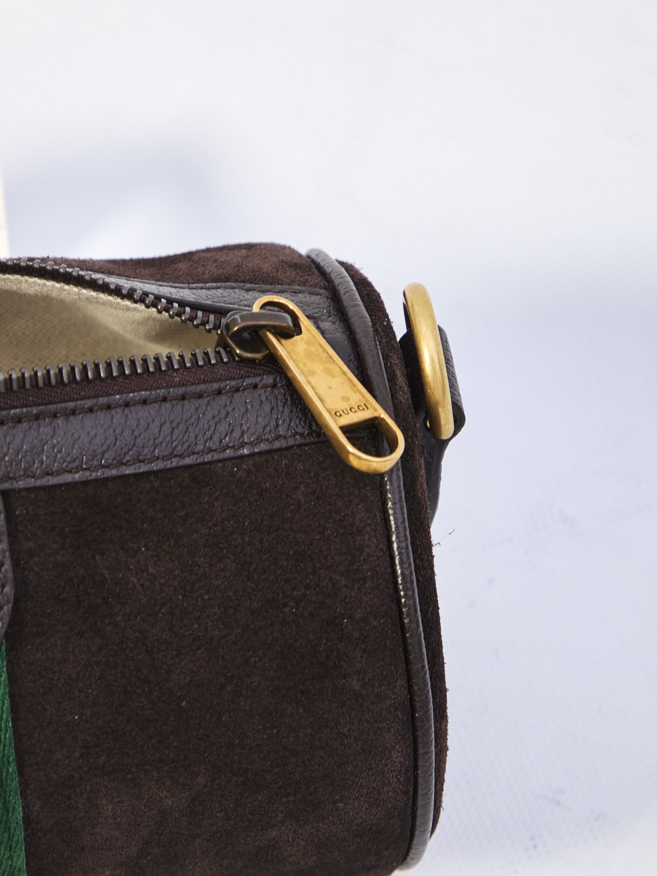 GUCCI Mini Suede Handbag with Web Detail - Ideal for FW25