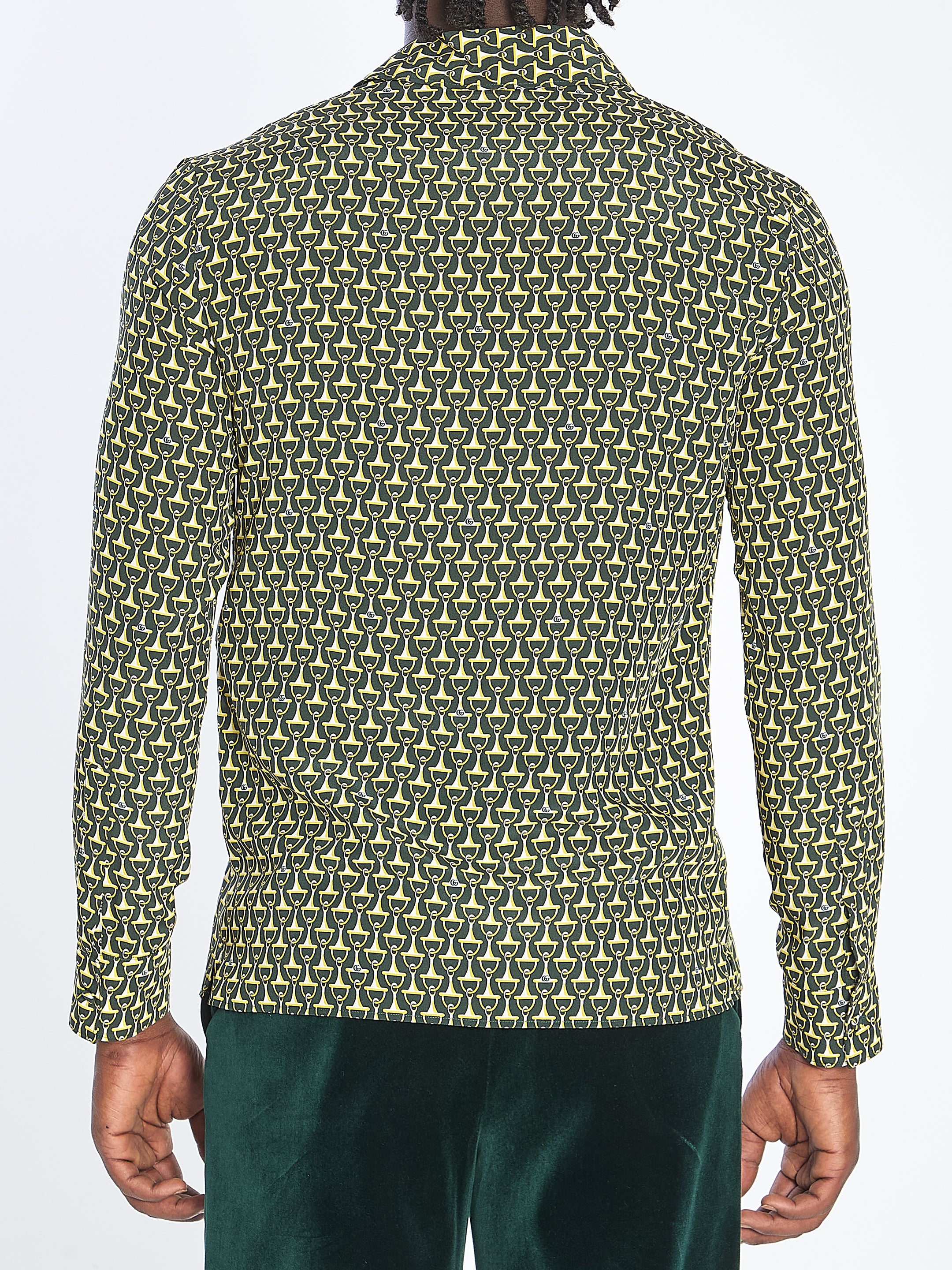 GUCCI Silk Shirt with Horsebit Print - Size 48