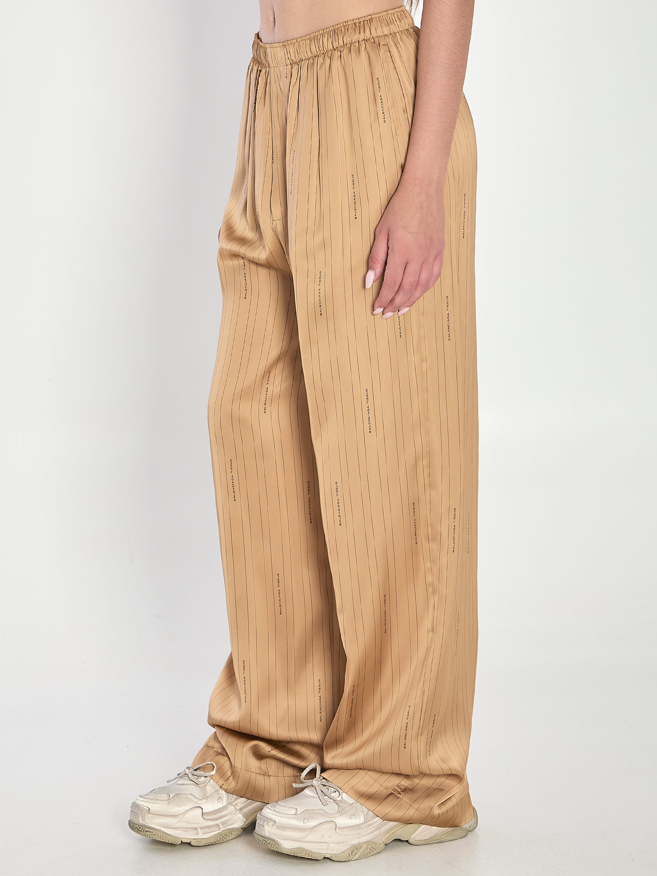 BALENCIAGA Satin Trousers - Relaxed Fit, Size 34