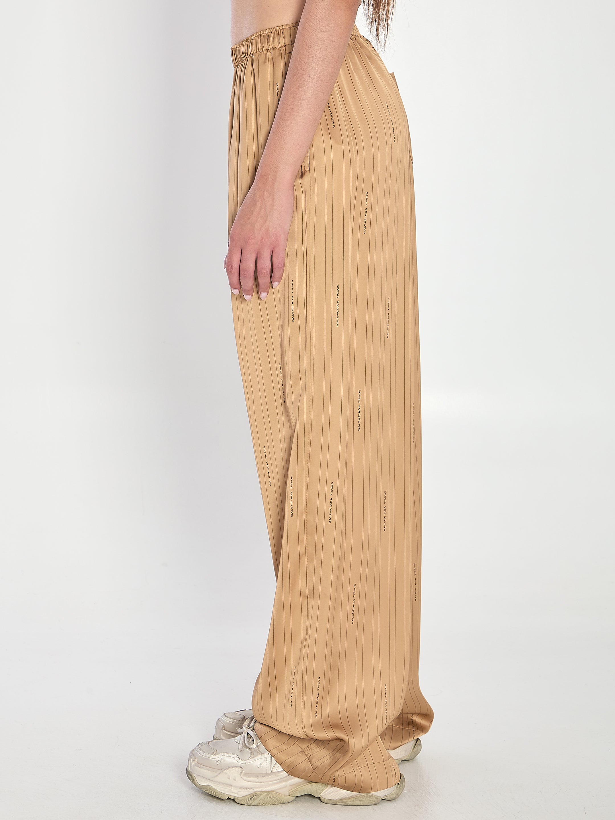 BALENCIAGA Satin Trousers - Relaxed Fit, Size 34