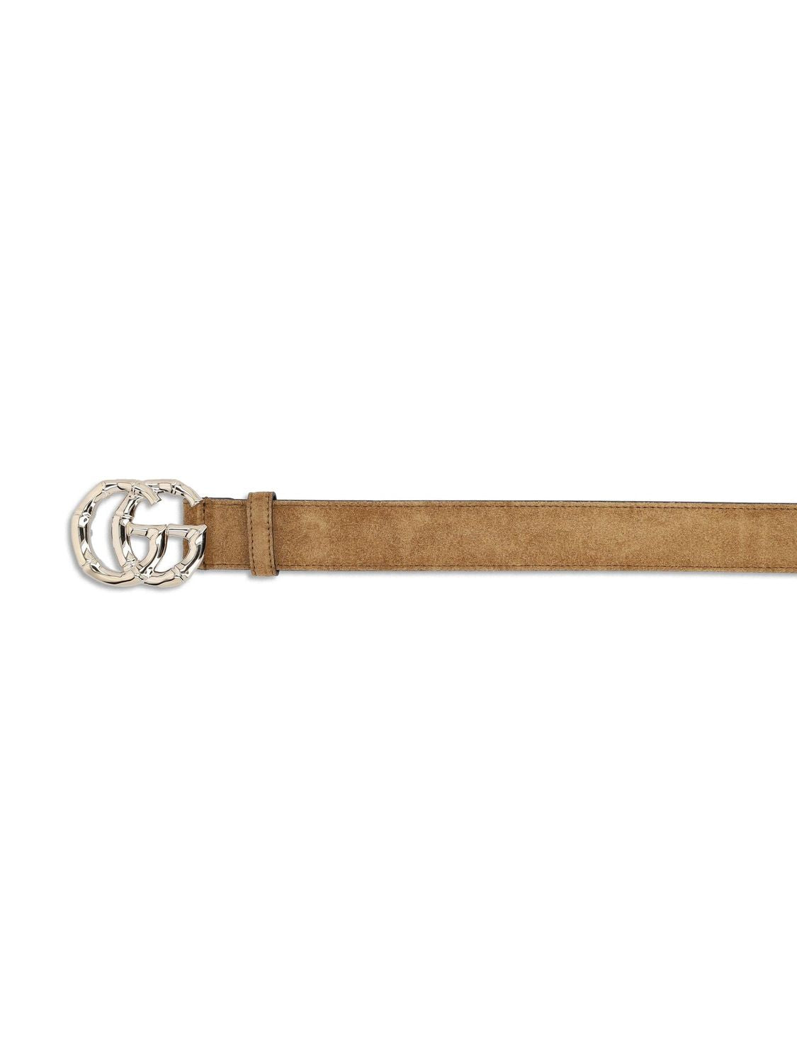 GUCCI Suede Leather Belt with Double G Bamboo Buckle - 3 cm Width