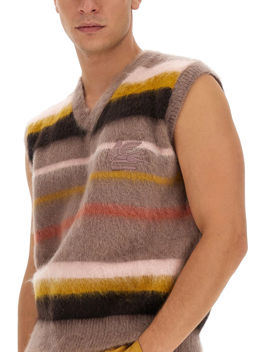 ETRO Men's Regular Fit Stripe Pattern Vest - Size L