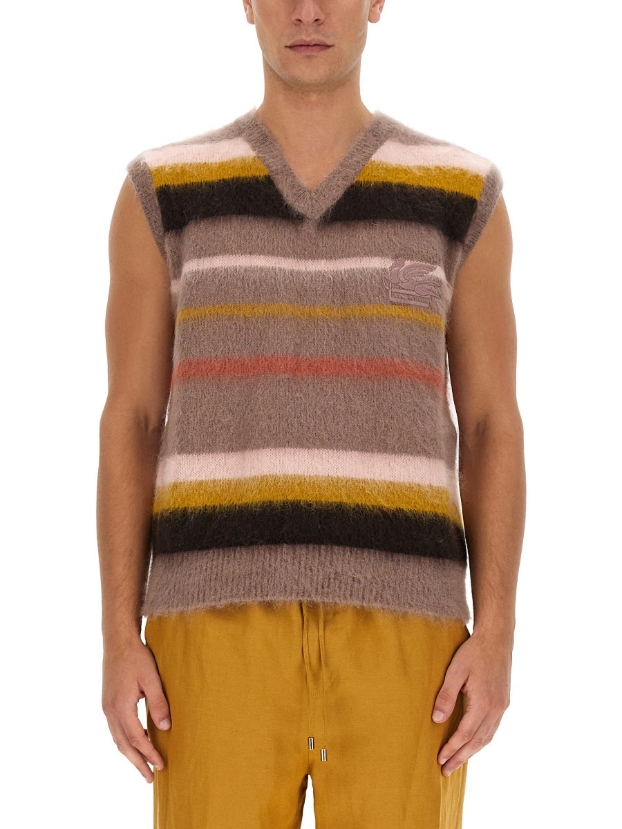 ETRO Men's Regular Fit Stripe Pattern Vest - Size L