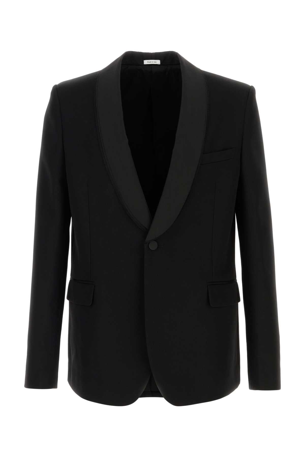 ALEXANDER MCQUEEN Men's Wool Blazer with Layered Shawl Collar