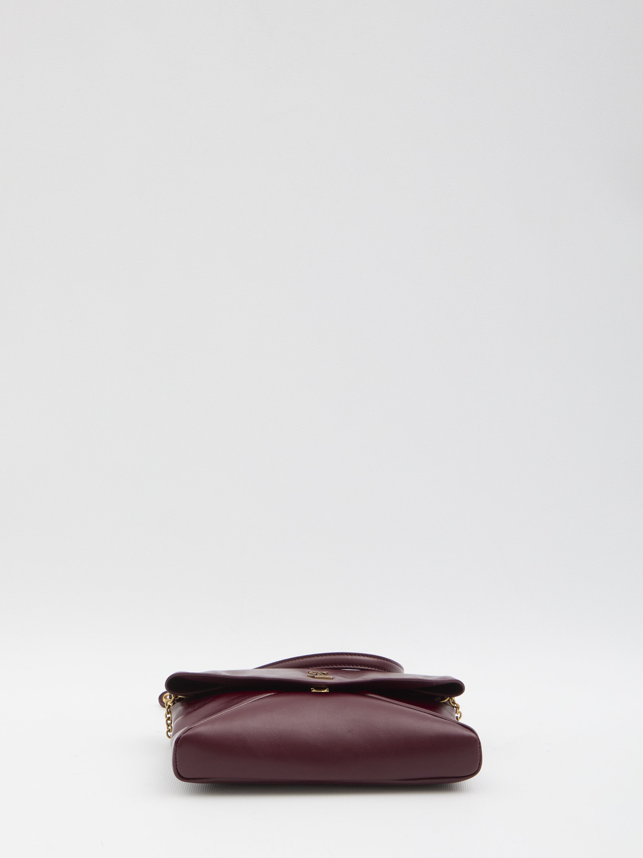 SAINT LAURENT Leather Clutch with Chain Strap - 19x12x3 cm