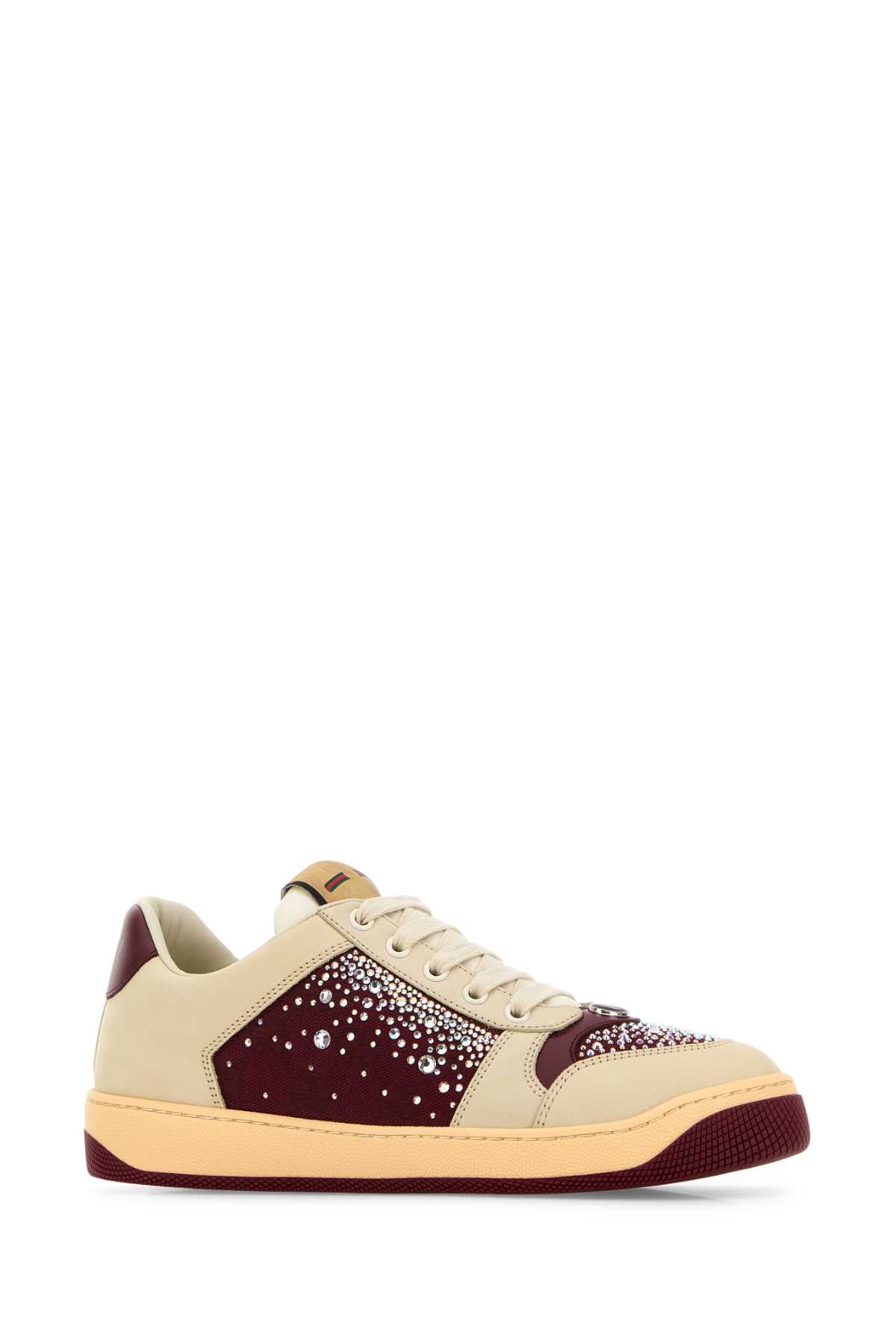 GUCCI Two-Tone Leather and Fabric Sneaker for Women