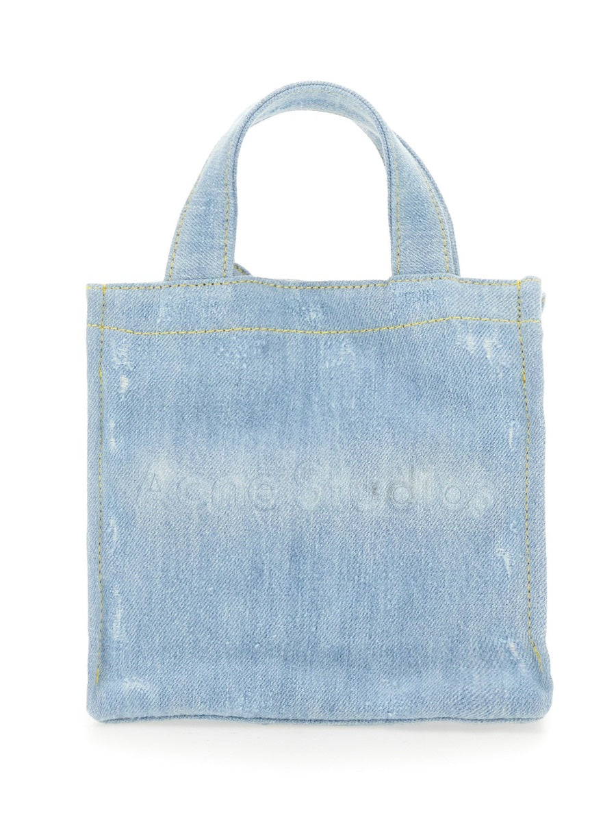 ACNE STUDIOS Mini Denim Shopper Handbag with Double Top Handles