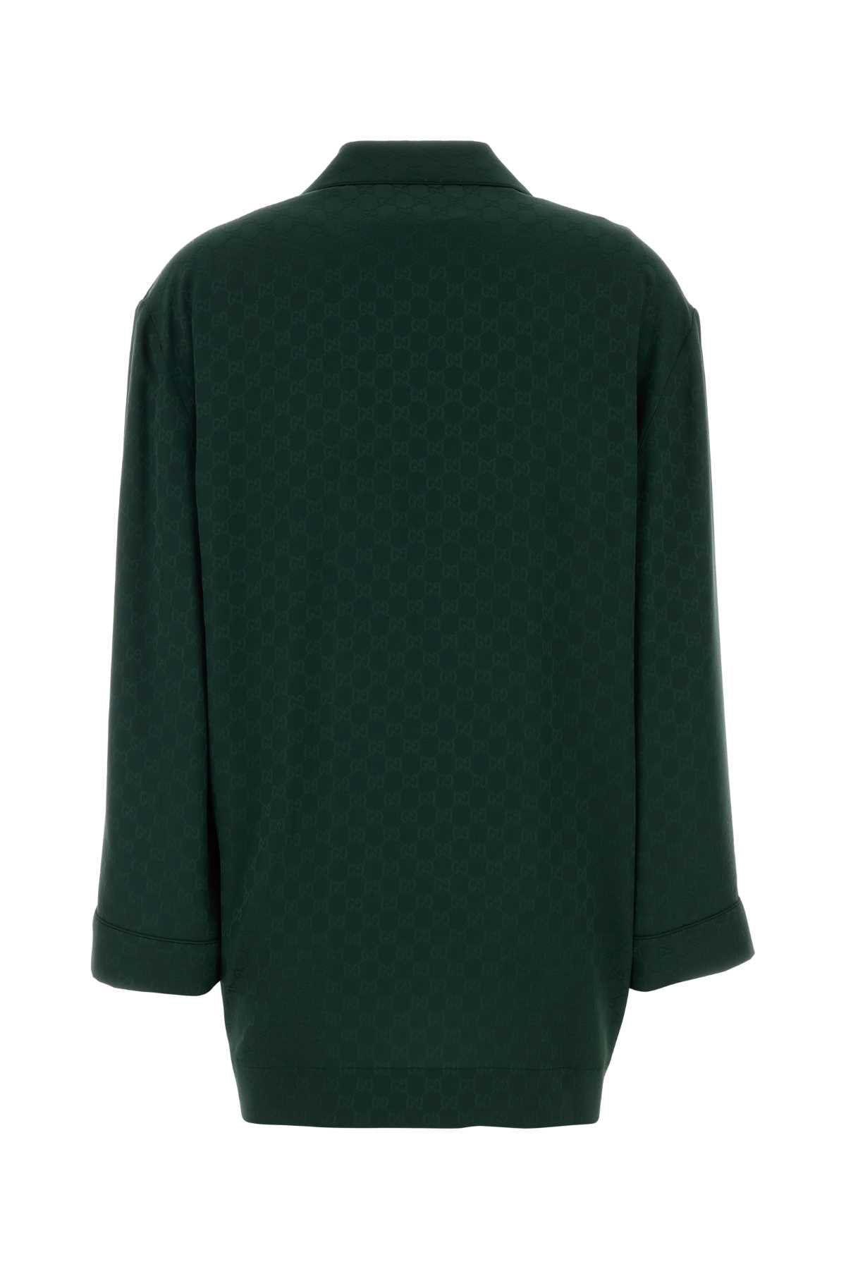 GUCCI Silk Jacquard Shirt with Notched Collar - Size 40 IT