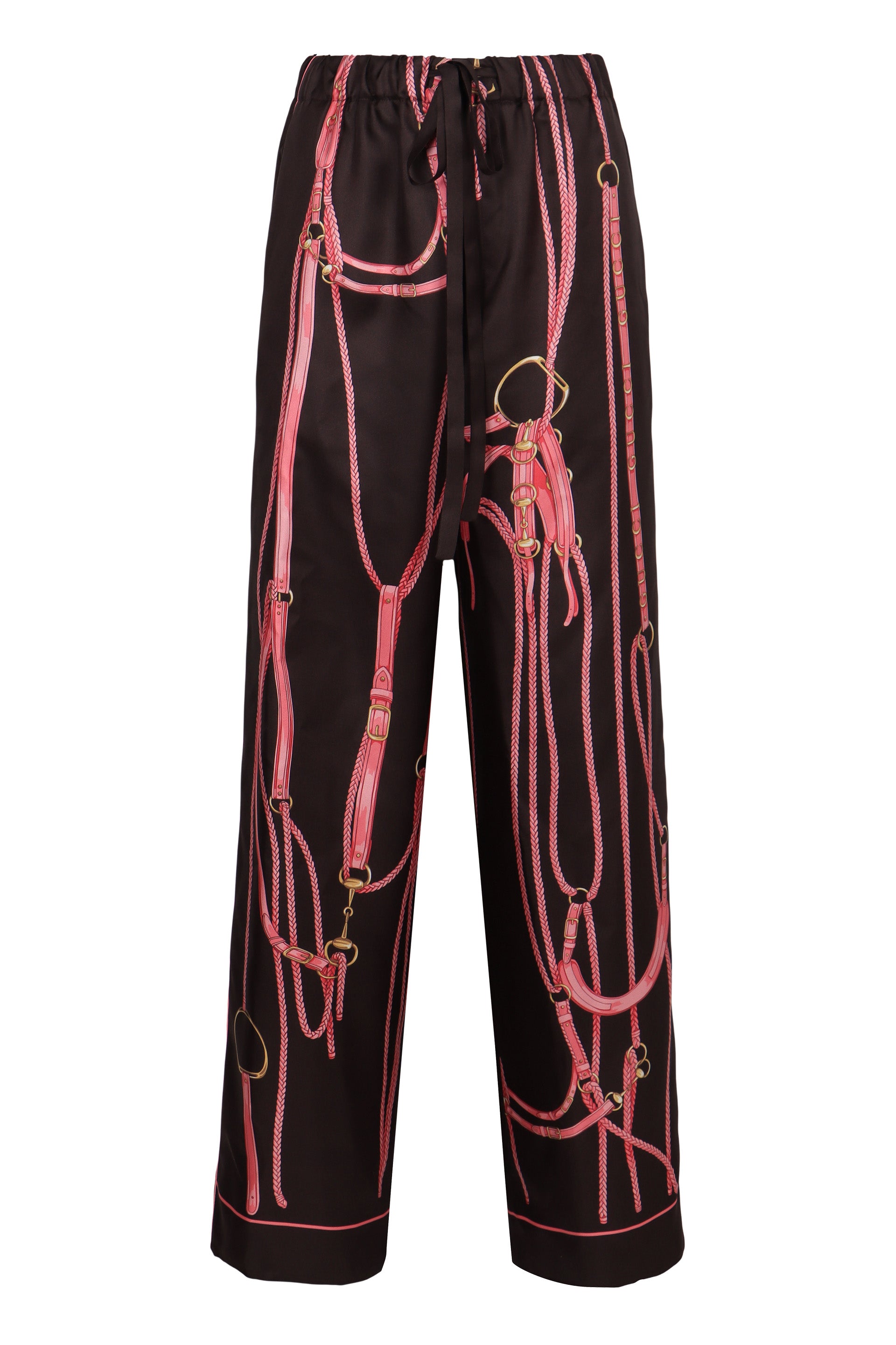 GUCCI Loose Fit Printed Silk Pants