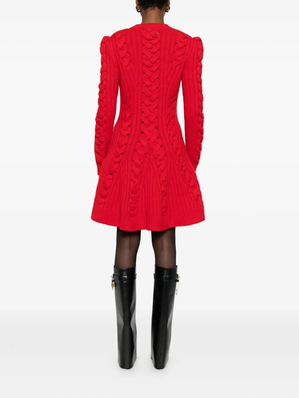 ALEXANDER MCQUEEN Chic Wool and Cashmere Cable Knit Mini Dress