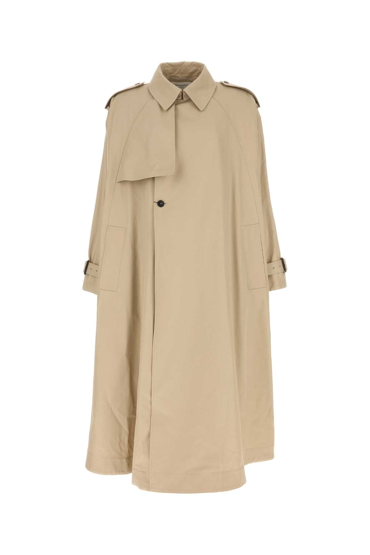 SAINT LAURENT Beige Gabardine Trench Jacket for Men