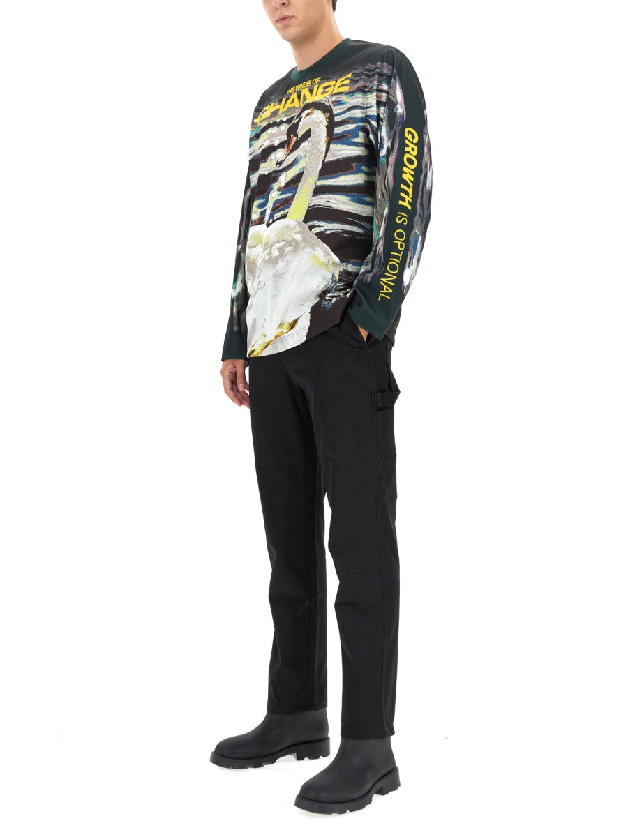 BURBERRY Swan Print T-Shirt - Size L