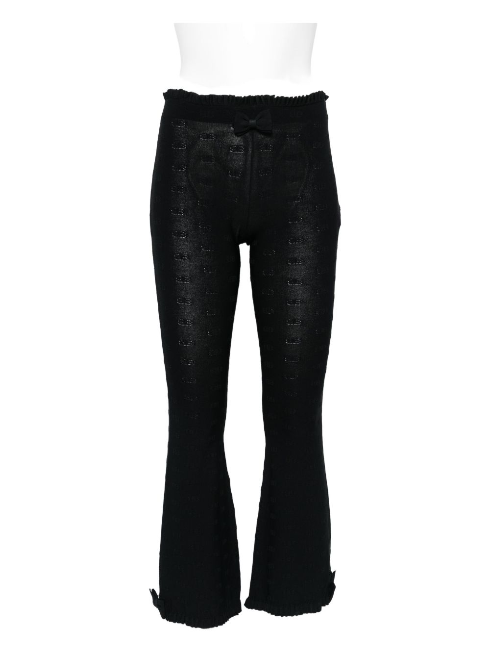 BALENCIAGA Flared Capri Trousers with Ruffled Trim and Bow Detail