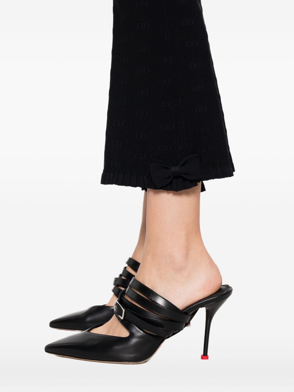 BALENCIAGA Flared Capri Trousers with Ruffled Trim and Bow Detail