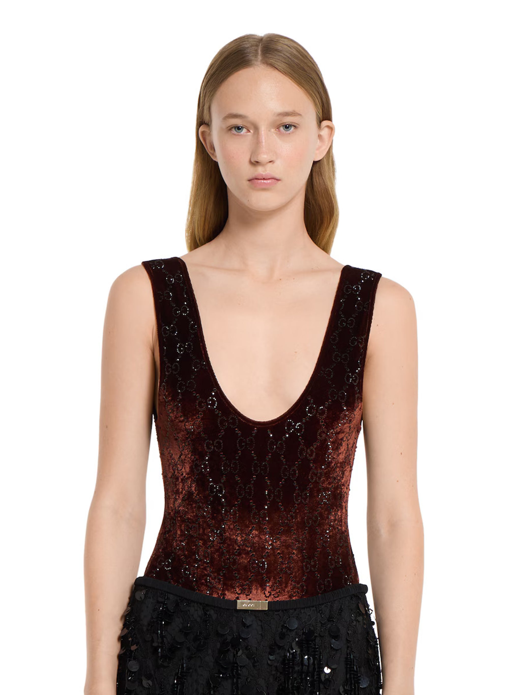 GUCCI Crystal Embroidered Bodysuit - Size S