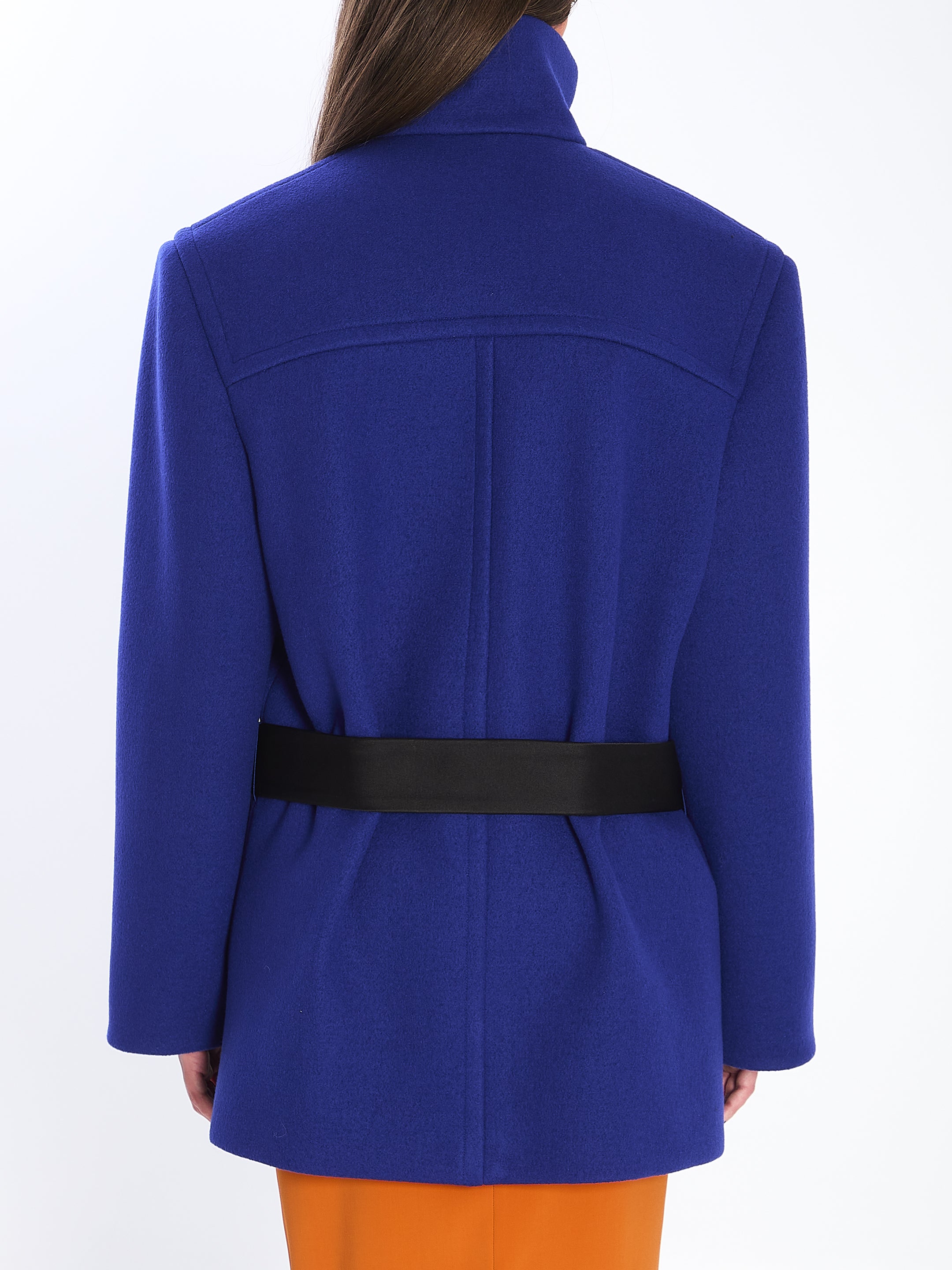 SAINT LAURENT Boxy Belted Wool Jacket