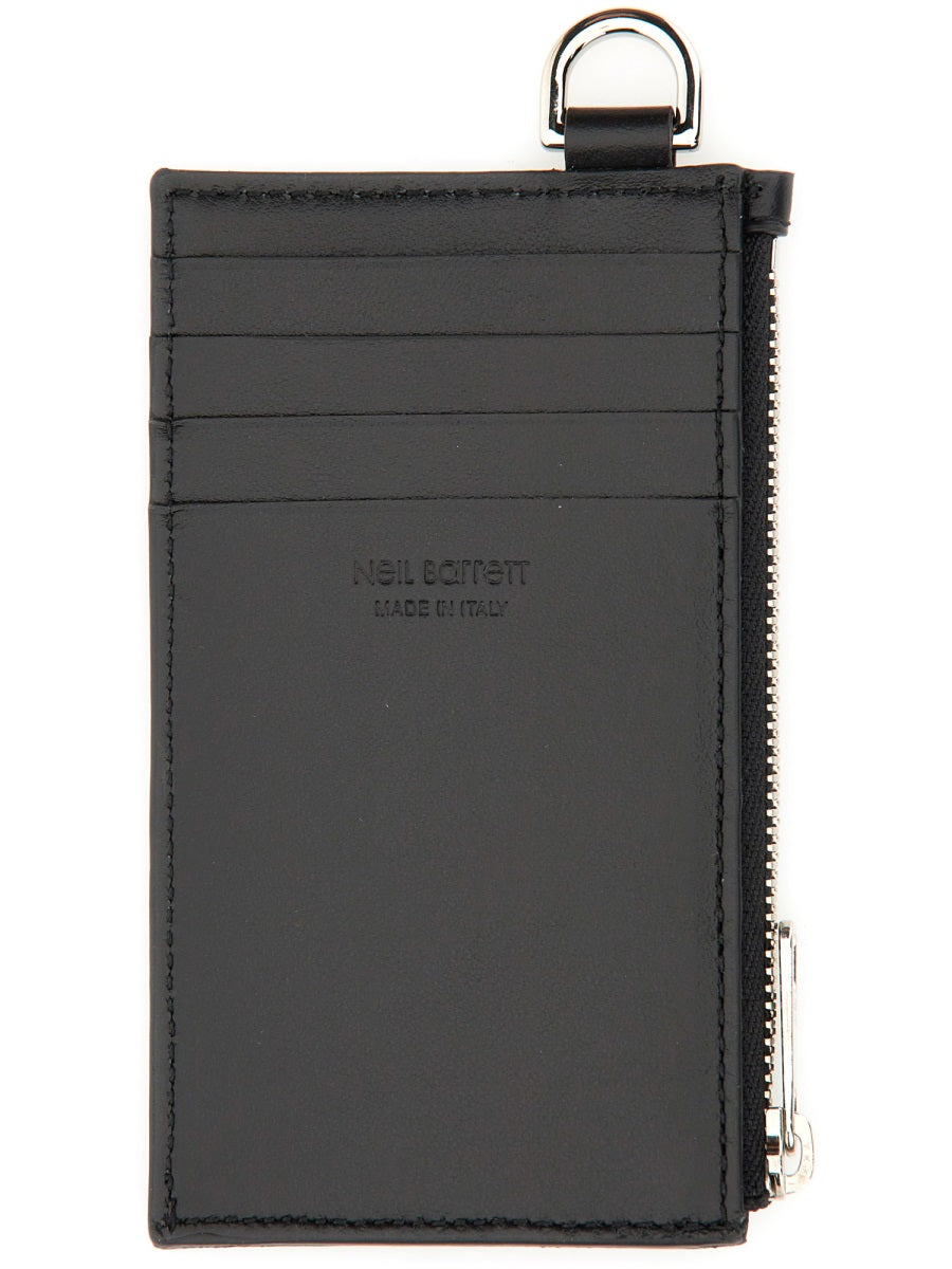 NEIL BARRETT Classic Leather Card Holder with Strap