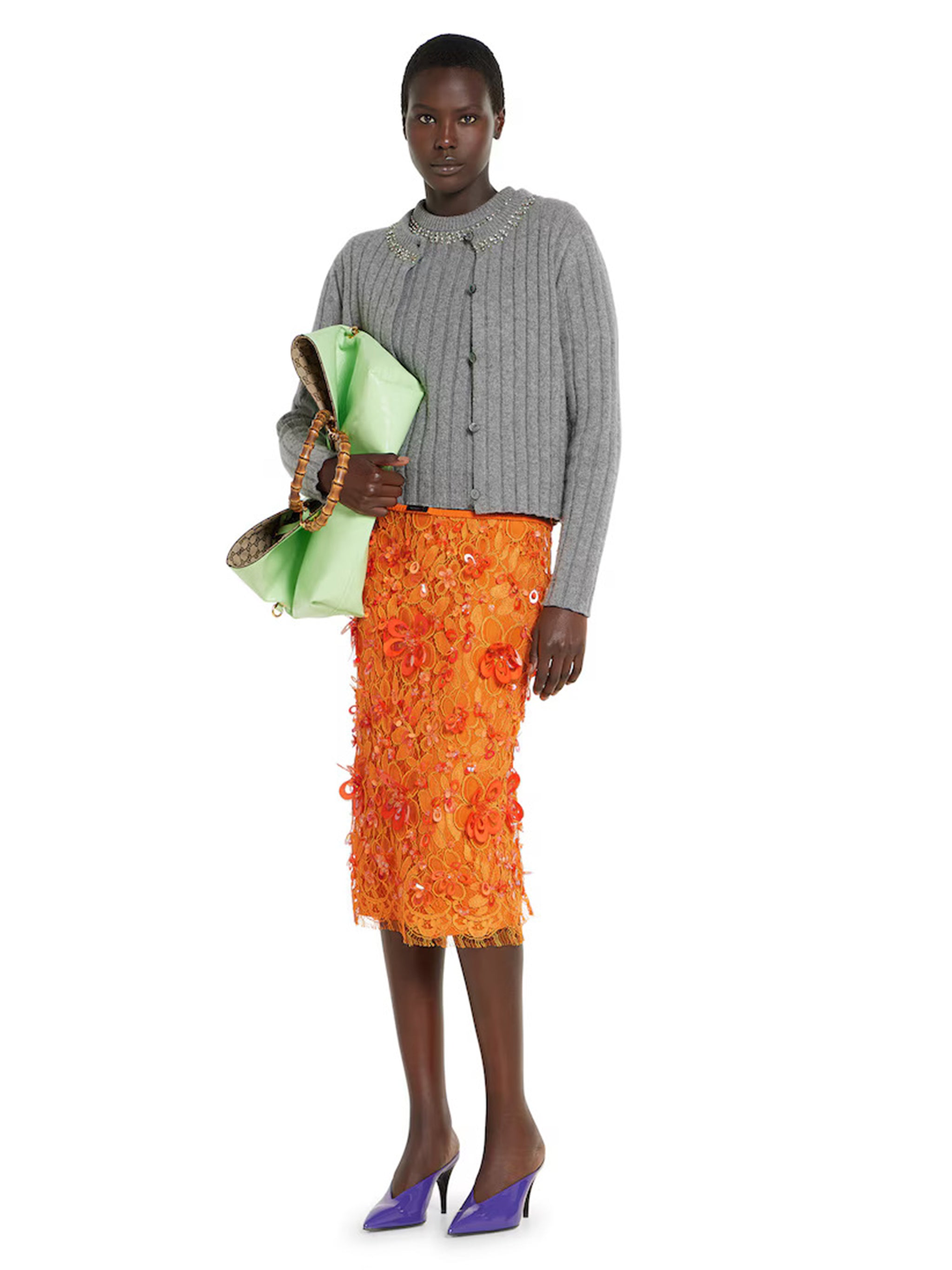 GUCCI Soft Wool and Cashmere Cardigan with Crystal Embroidery - Women’s