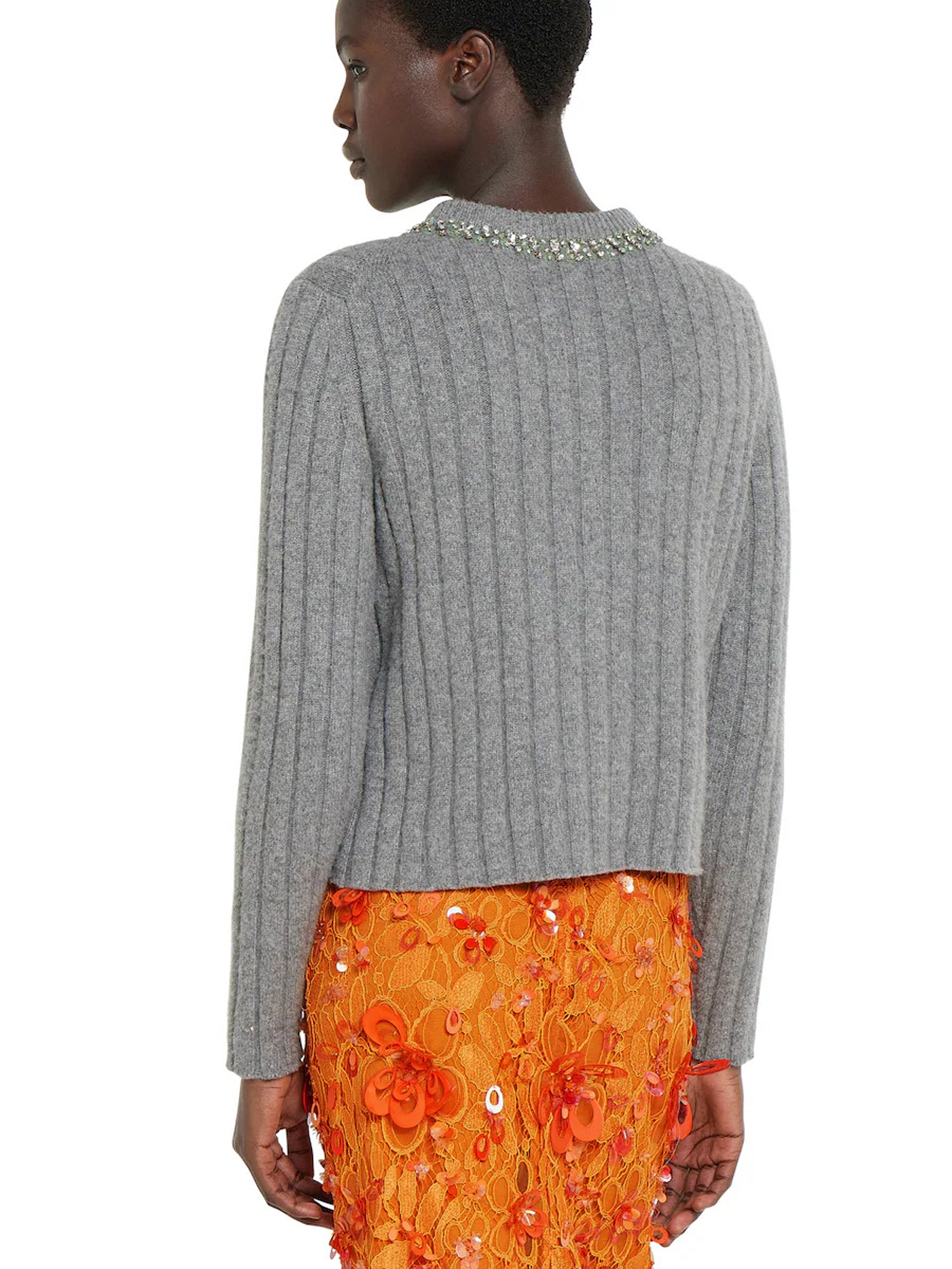 GUCCI Soft Wool and Cashmere Cardigan with Crystal Embroidery - Women’s