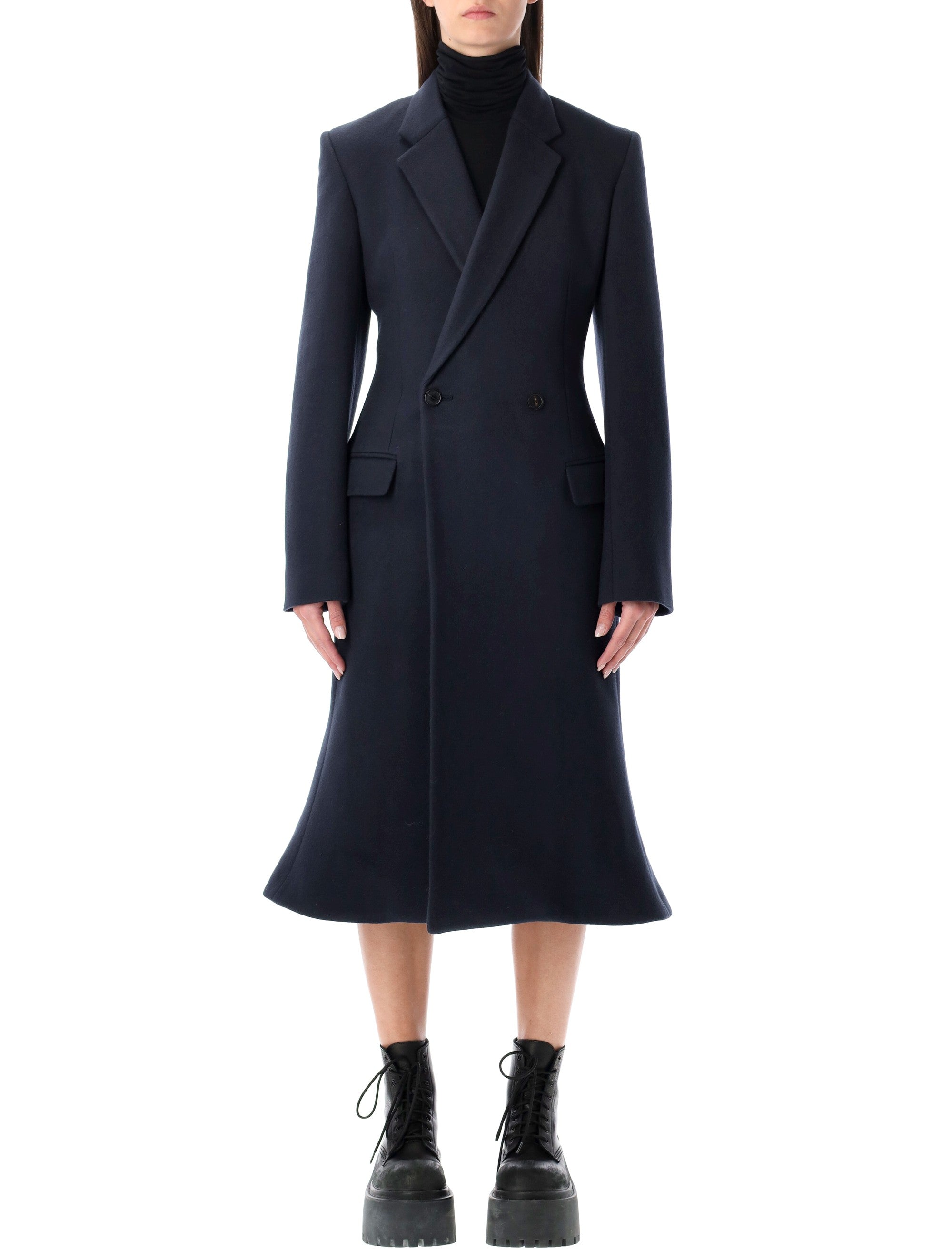 BALENCIAGA Brushed Wool Midi Godet Jacket - Women's