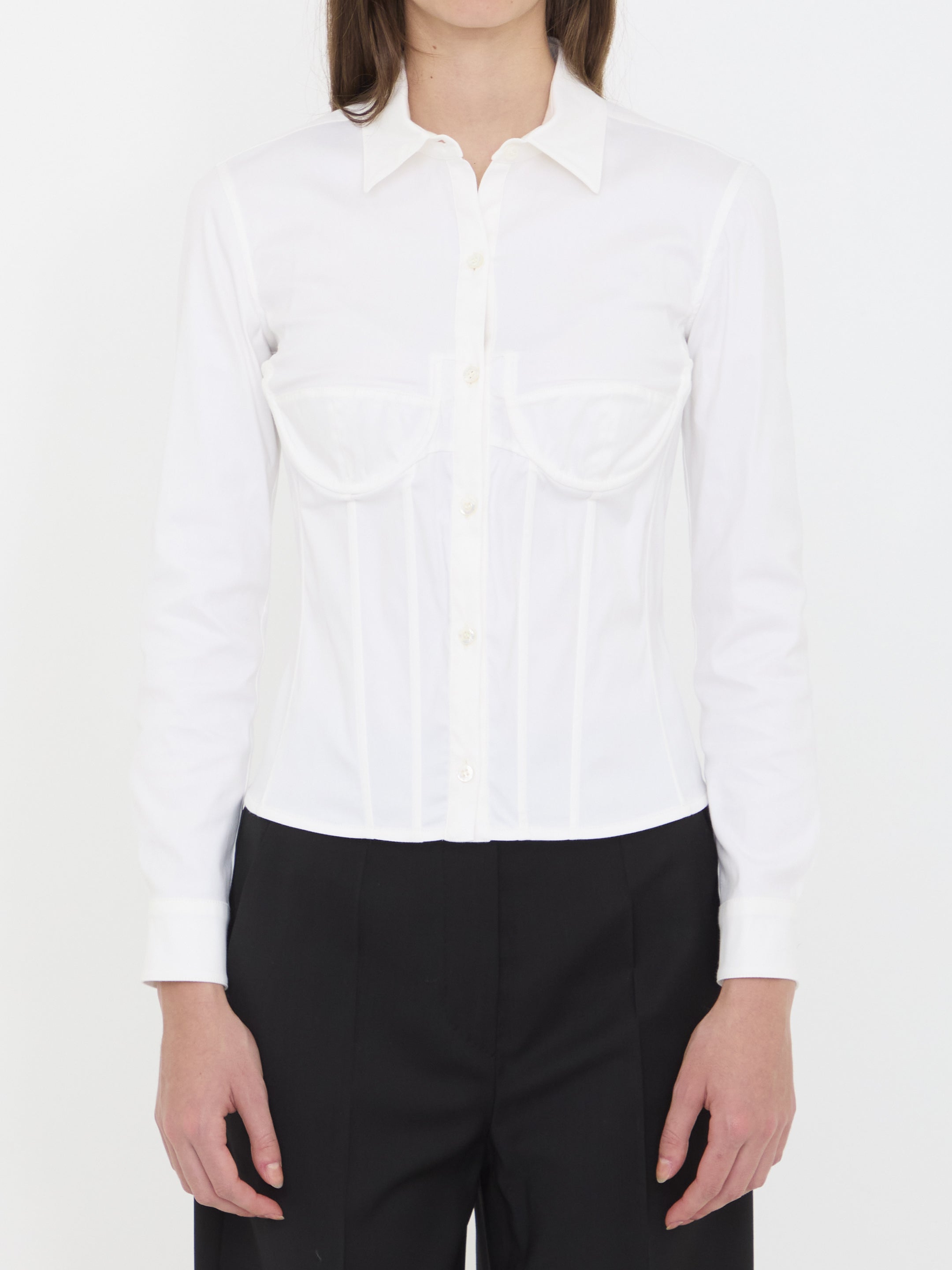 BALENCIAGA Corset Detail Slim Fit Shirt for Women - Size 38