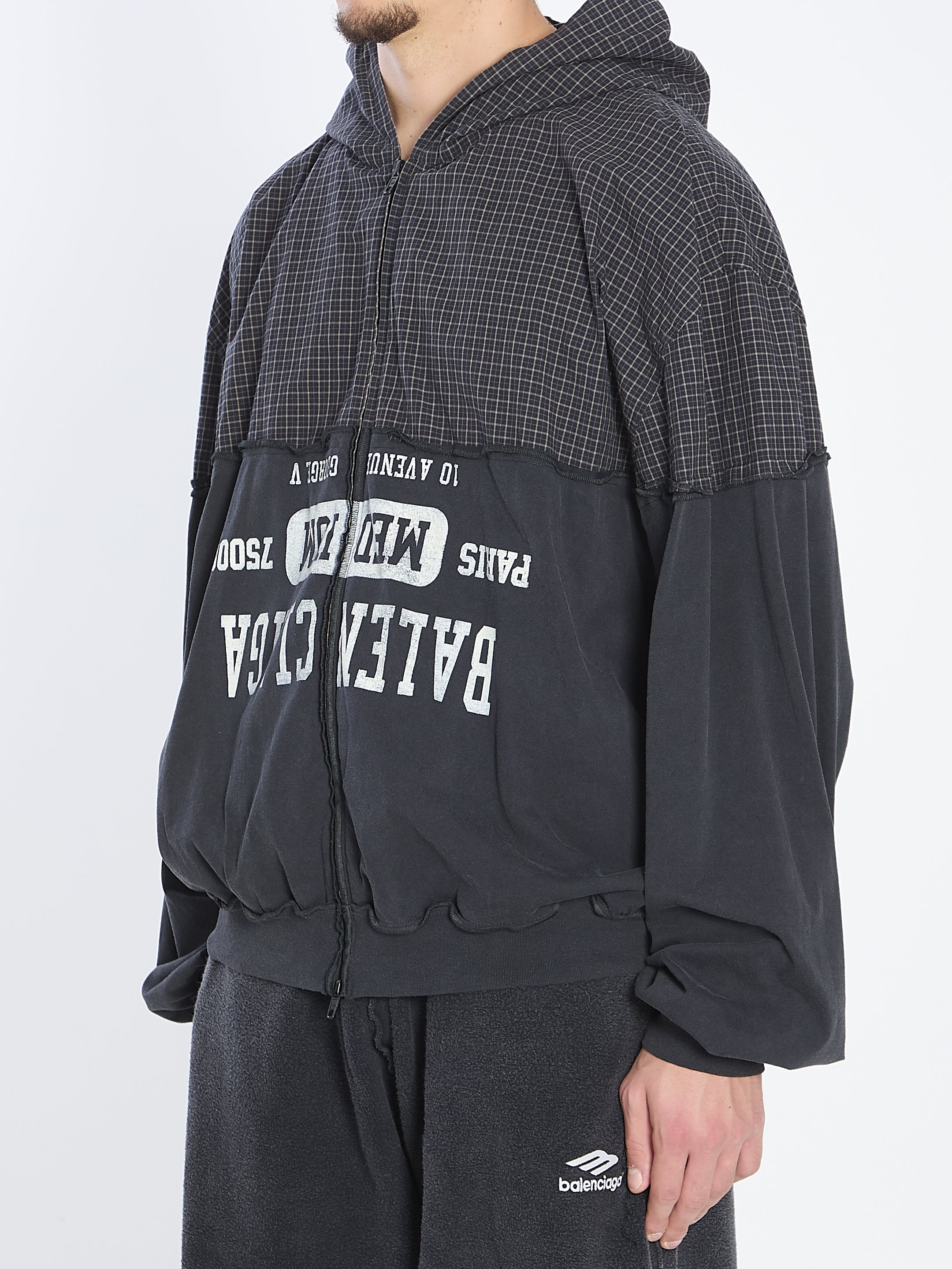 BALENCIAGA Patched Cotton Zip-Up Hoodie - Size M